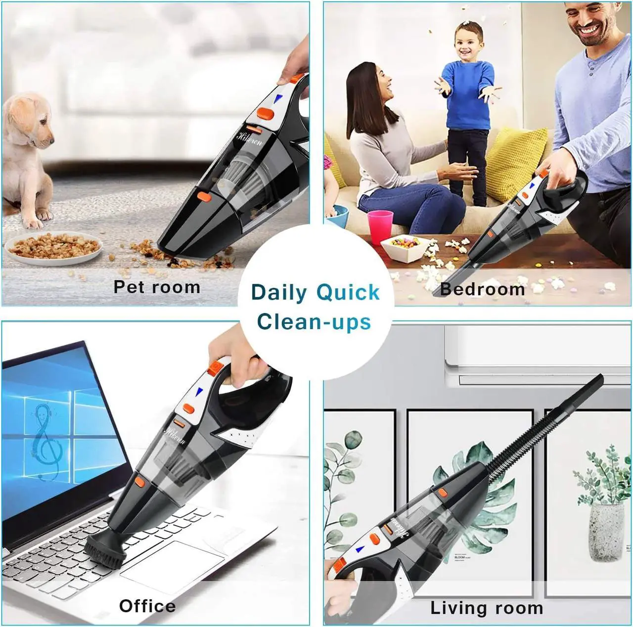 Alt view image 7 of 7 - Handheld Vacuum, 7Kpa Powerful Cyclonic Suction Wet & Dry Vacuum Cleaner, Cordless Handheld Vacuum with Stainless Steel HEPA Filter, Rechargeable Portable Handheld Vac with Lithium Battery