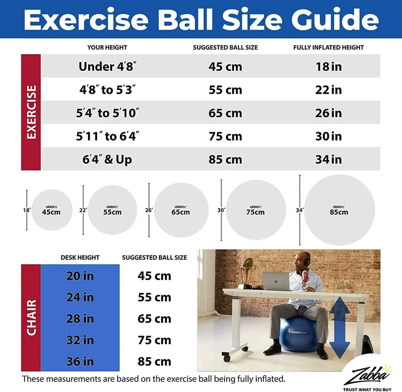 Alt view image 3 of 7 - Exercise Ball (Multiple Sizes) for Fitness, Stability, Balance & Yoga - Workout Guide & Quick Pump Included - Anti Burst Professional Quality Design