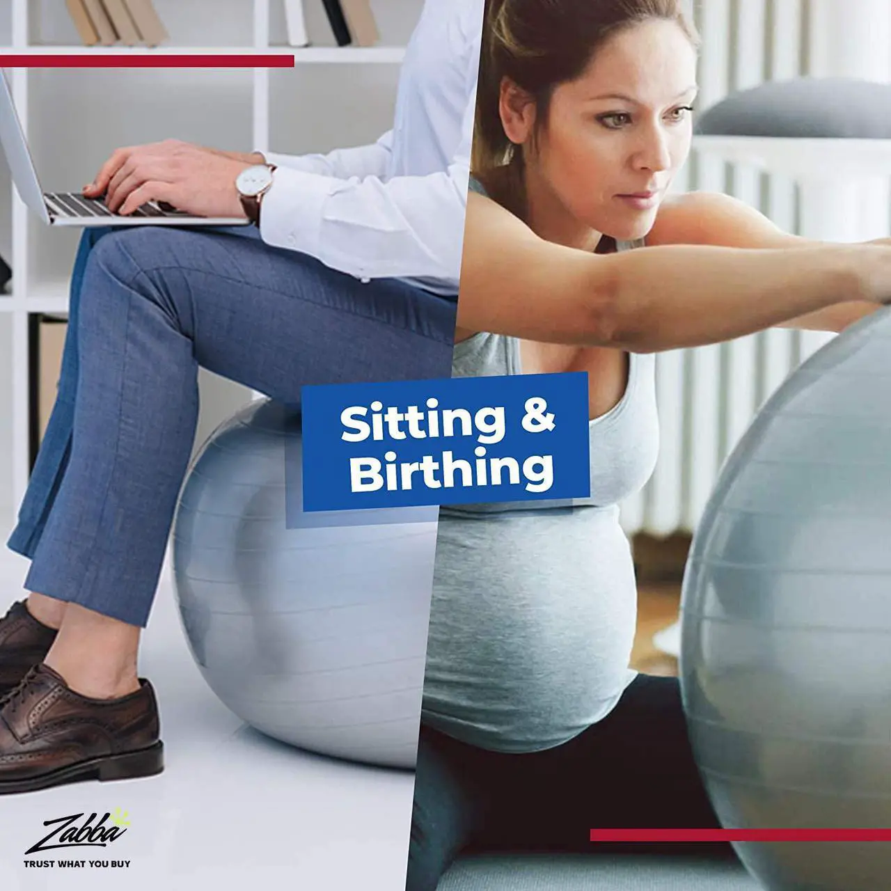 Alt view image 2 of 7 - Exercise Ball (Multiple Sizes) for Fitness, Stability, Balance & Yoga - Workout Guide & Quick Pump Included - Anti Burst Professional Quality Design