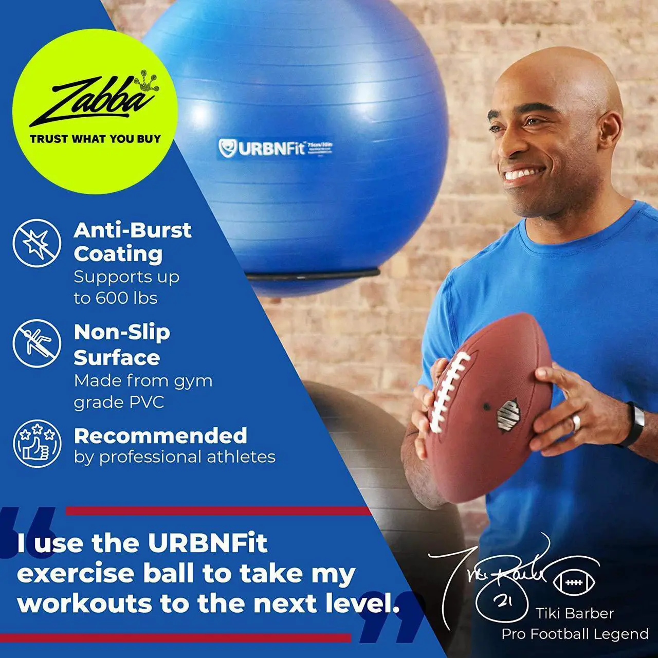Alt view image 5 of 7 - Exercise Ball (Multiple Sizes) for Fitness, Stability, Balance & Yoga - Workout Guide & Quick Pump Included - Anti Burst Professional Quality Design