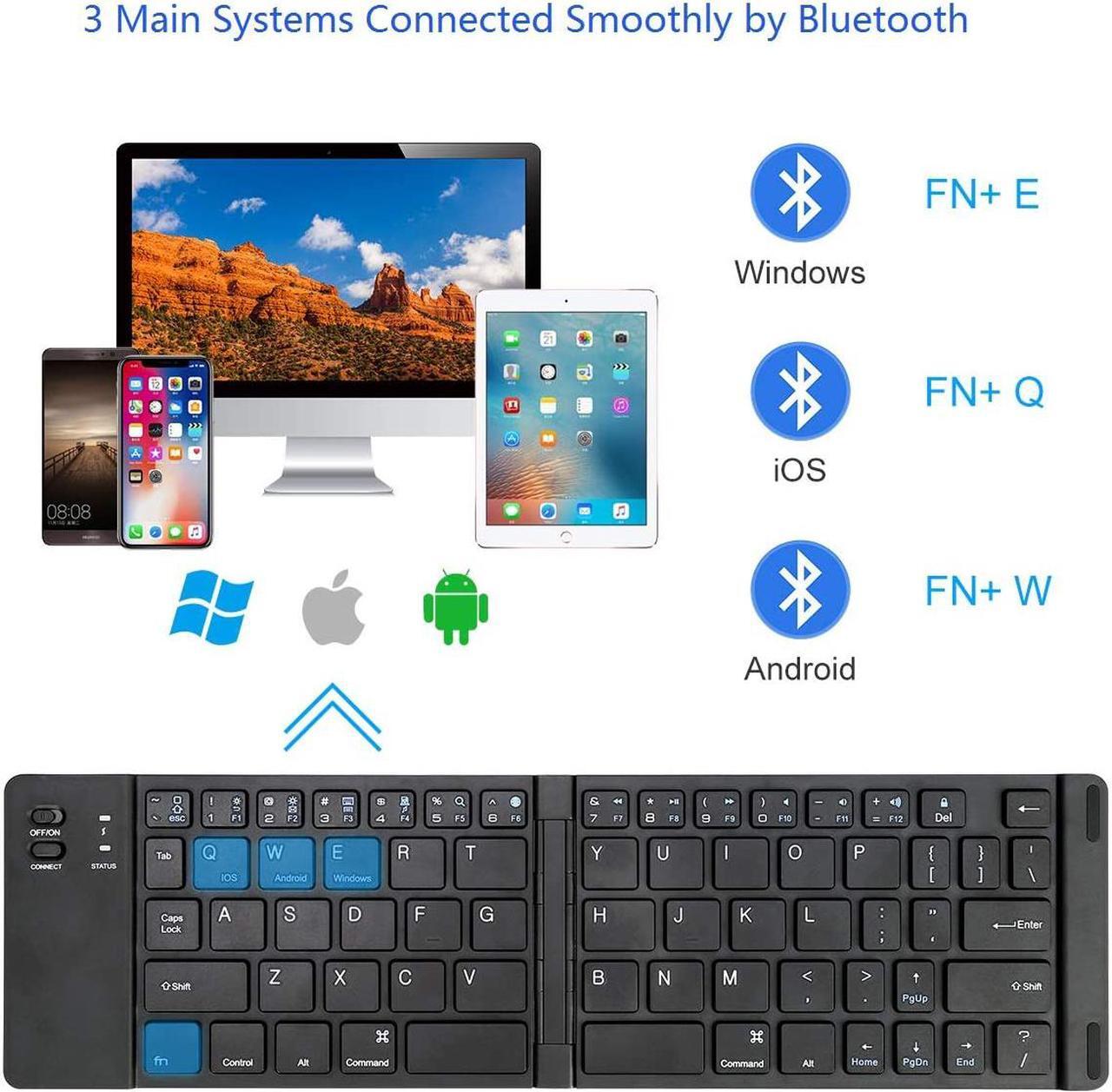 Main image of Foldable Bluetooth Keyboard, IKOS Ultra Slim Mini BT Folding Keyboard Compatible for iPhone X 8 7 6S 6 Plus, iPad Mini/Pro/Air, Samsung and All Other Android Smartphones/Tablets and Windows (Black)