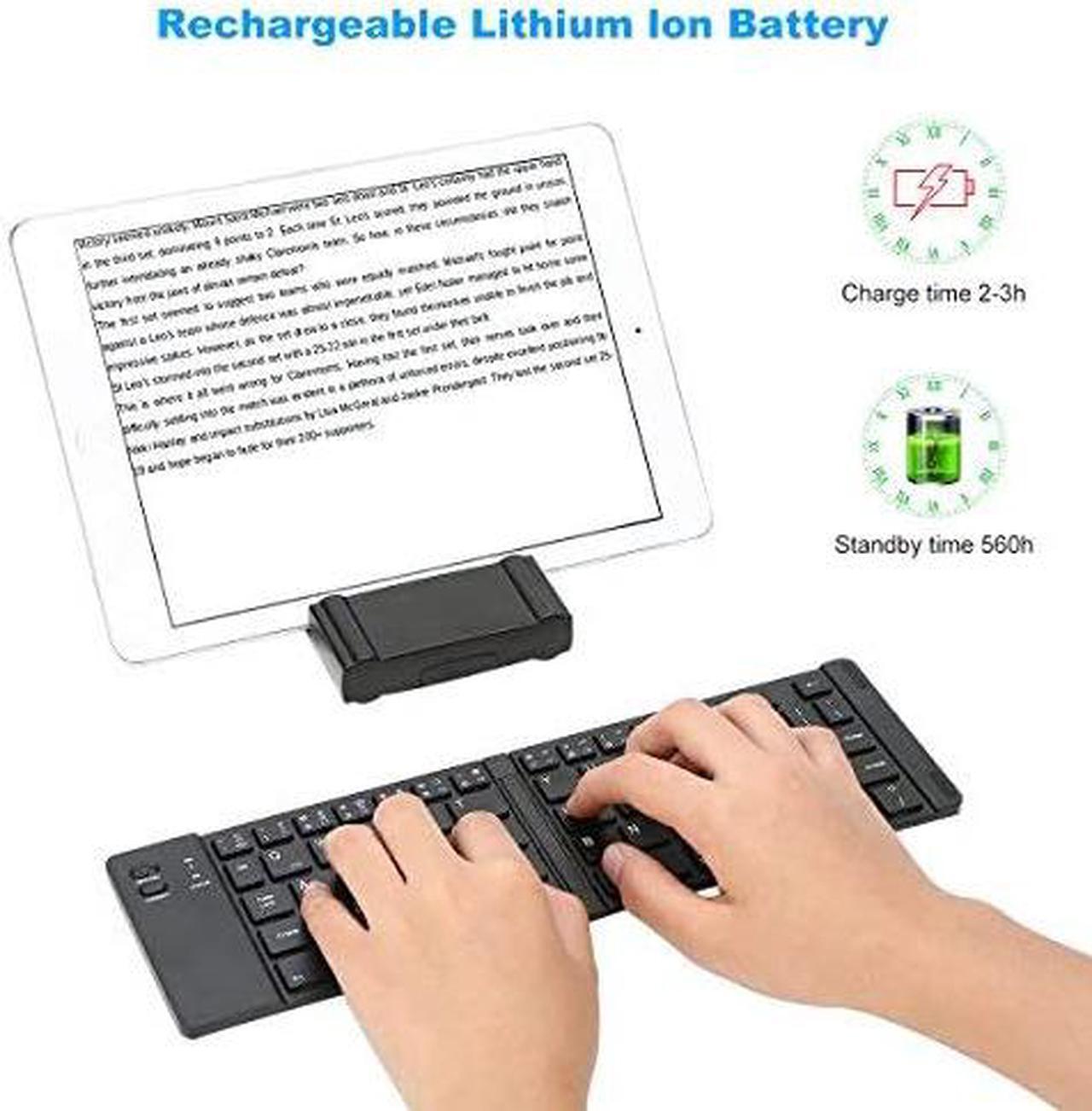 Alt view image 2 of 3 - Foldable Bluetooth Keyboard, IKOS Ultra Slim Mini BT Folding Keyboard Compatible for iPhone X 8 7 6S 6 Plus, iPad Mini/Pro/Air, Samsung and All Other Android Smartphones/Tablets and Windows (Black)