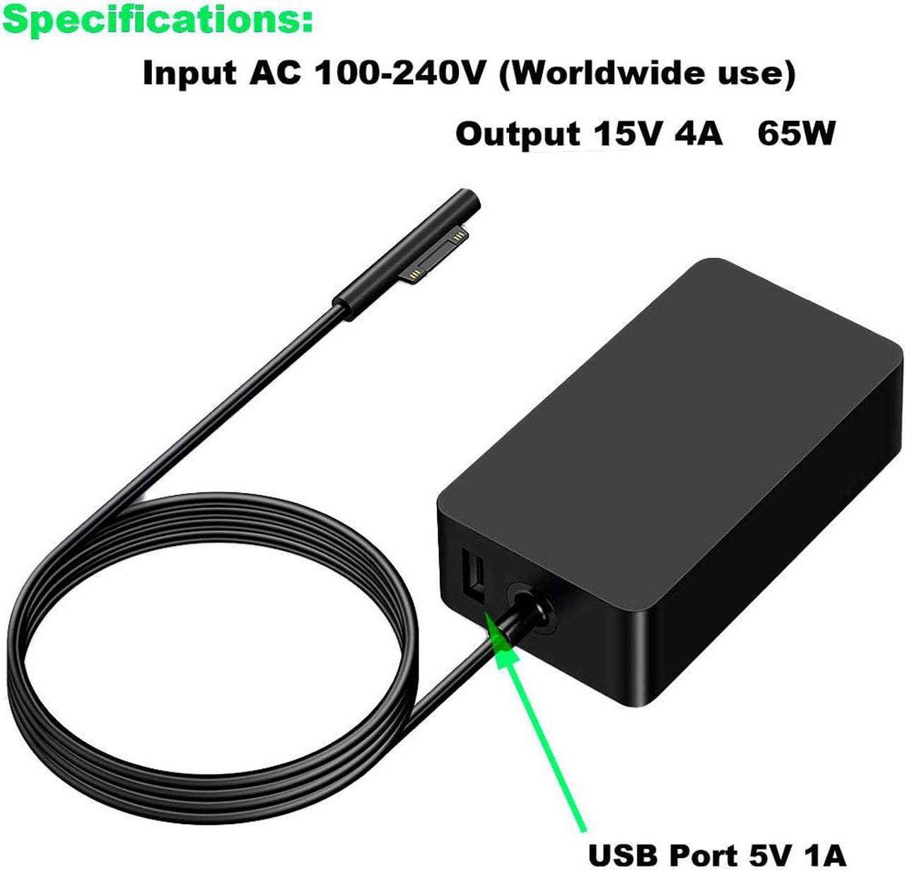 Alt view image 2 of 6 - Surface Pro Charger, 65W 15V 4A Power Supply AC Adapter Charger for Microsoft Surface Pro X Pro 7 Pro 6 Pro 5 Pro 4 Pro 3 Surface Laptop 3 2 1 Surface Book Surface Go, with 6ft Power Cord