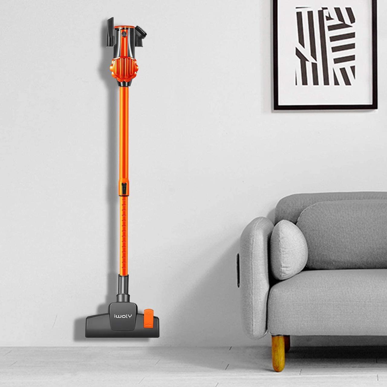 Alt view image 2 of 6 - Stick Vacuum Cleaner Corded 23ft,  Small Handheld Hardwood Floor Vacuum with HEPA Filter for Household Vacuum Cleaners, Adjustable Lightweight Vacuum Cleaner Pet Hair with Three Brush Head-Orange