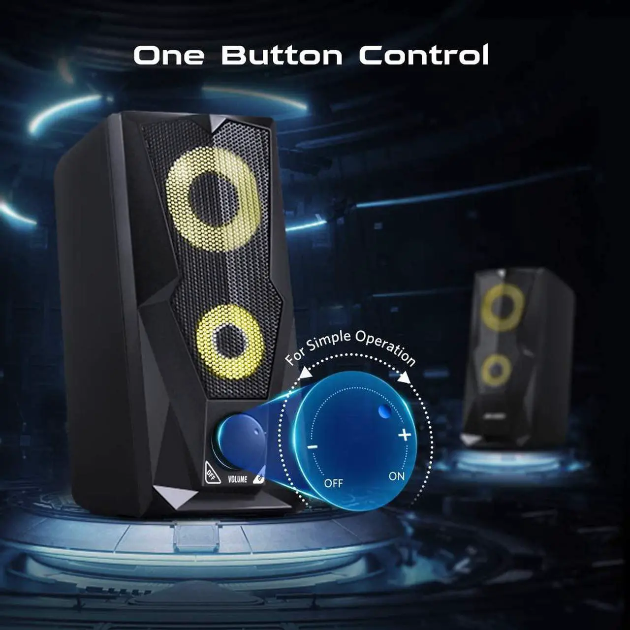 Alt view image 3 of 7 - Computer Speakers 10W RGB Gaming PC Speaker with Enhanced Stereo Colorful LED Light, Dual-Channel Multimedia USB Powered Gaming Speakers for PC Desktop Laptop Tablet Smartphones.