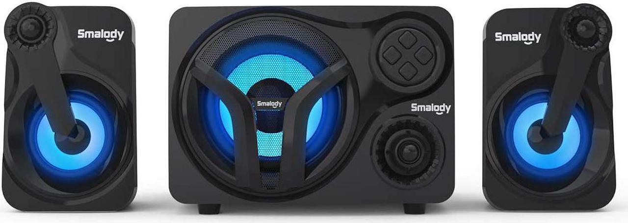 Alt view image 5 of 7 - Computer Speakers with Subwoofer, 2.1 Powered Sound System, Cool Colorful LED, Multimedia Speaker with Bluetooth/Line-in/FM/USB&TF Slot, Compatible with Gaming PC, Desktop, Laptop (2.1ch)