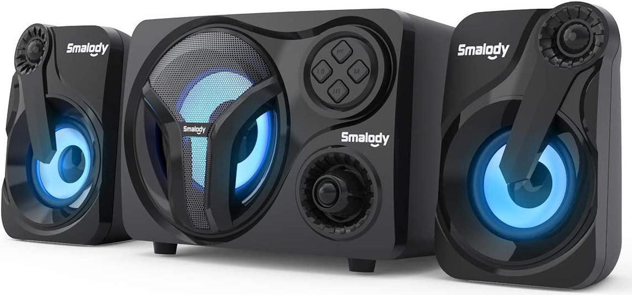 Main image of Computer Speakers with Subwoofer, 2.1 Powered Sound System, Cool Colorful LED, Multimedia Speaker with Bluetooth/Line-in/FM/USB&TF Slot, Compatible with Gaming PC, Desktop, Laptop (2.1ch)