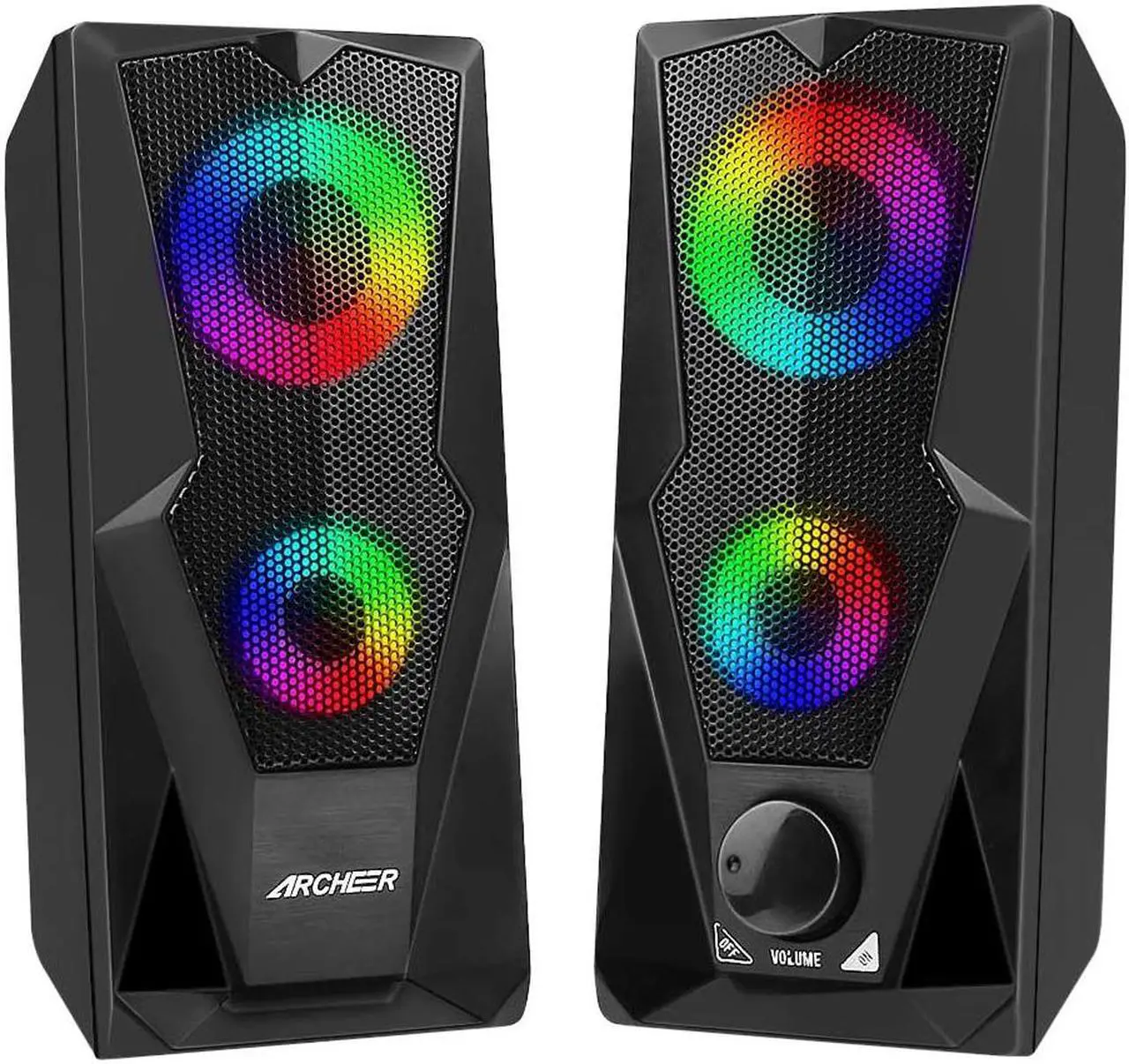 Main image of Computer Speakers 10W RGB Gaming PC Speaker with Enhanced Stereo Colorful LED Light, Dual-Channel Multimedia USB Powered Gaming Speakers for PC Desktop Laptop Tablet Smartphones.