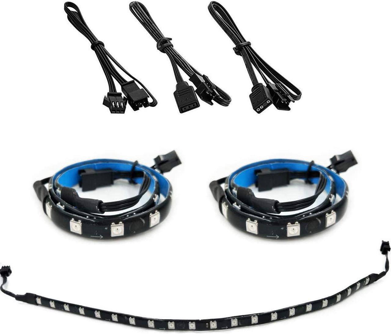 Alt view image 3 of 6 - Addressable PC RGB LED Strip, Magnetic Rainbow PC Case Lighting, 2PCS Strips 42LEDs for 5V 3-pin ARGB LED headers, for ASUS Aura SYNC, Gigabyte RGB Fusion, MSI Mystic Light Sync Motherboard