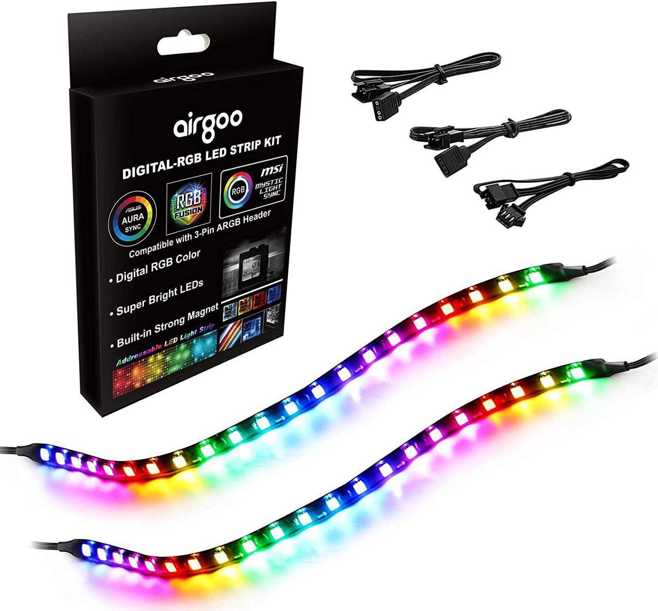 Main image of Addressable PC RGB LED Strip, Magnetic Rainbow PC Case Lighting, 2PCS Strips 42LEDs for 5V 3-pin ARGB LED headers, for ASUS Aura SYNC, Gigabyte RGB Fusion, MSI Mystic Light Sync Motherboard