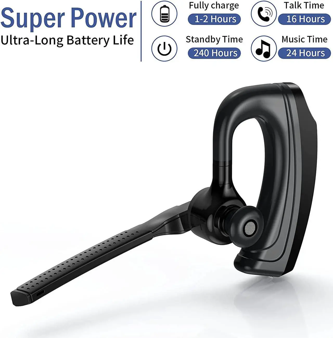 Alt view image 2 of 7 - Bluetooth Headset, Jelly Comb Noise Canceling Wireless Earpiece with CVC8.0 Dual Mic, Hands-Free Earphone for Driving/Business/Office, Compatible iPhone Android Cell Phones Laptop