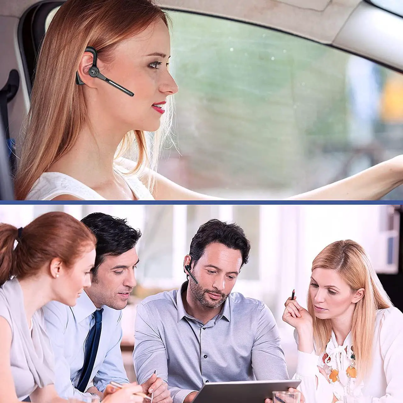 Alt view image 7 of 7 - Bluetooth Headset, Jelly Comb Noise Canceling Wireless Earpiece with CVC8.0 Dual Mic, Hands-Free Earphone for Driving/Business/Office, Compatible iPhone Android Cell Phones Laptop
