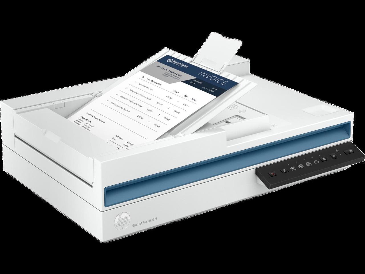 Alt view image 7 of 8 - HP 20G05A#BGJ 24-bit (external), 48-bit (internal) CIS Up to 600 x 600 dpi (color and mono, ADF); Up to 1200 x 1200 dpi (color and mono, flatbed) ScanJet Pro 2600 f1 Scanner