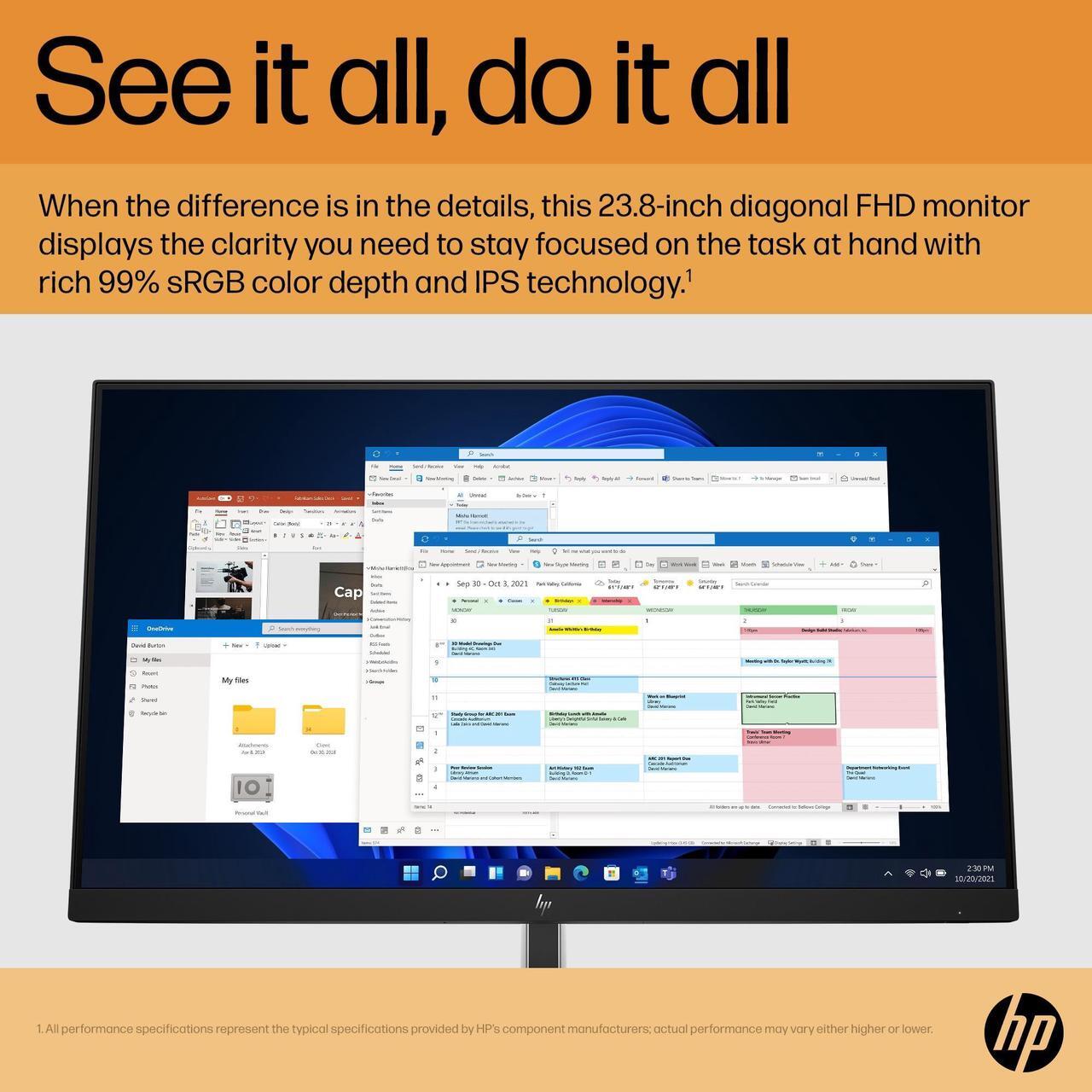 Alt view image 5 of 20 - HP E24 G5 FHD Monitor 23.8" FHD (1920 x 1080) 50-75 Hz