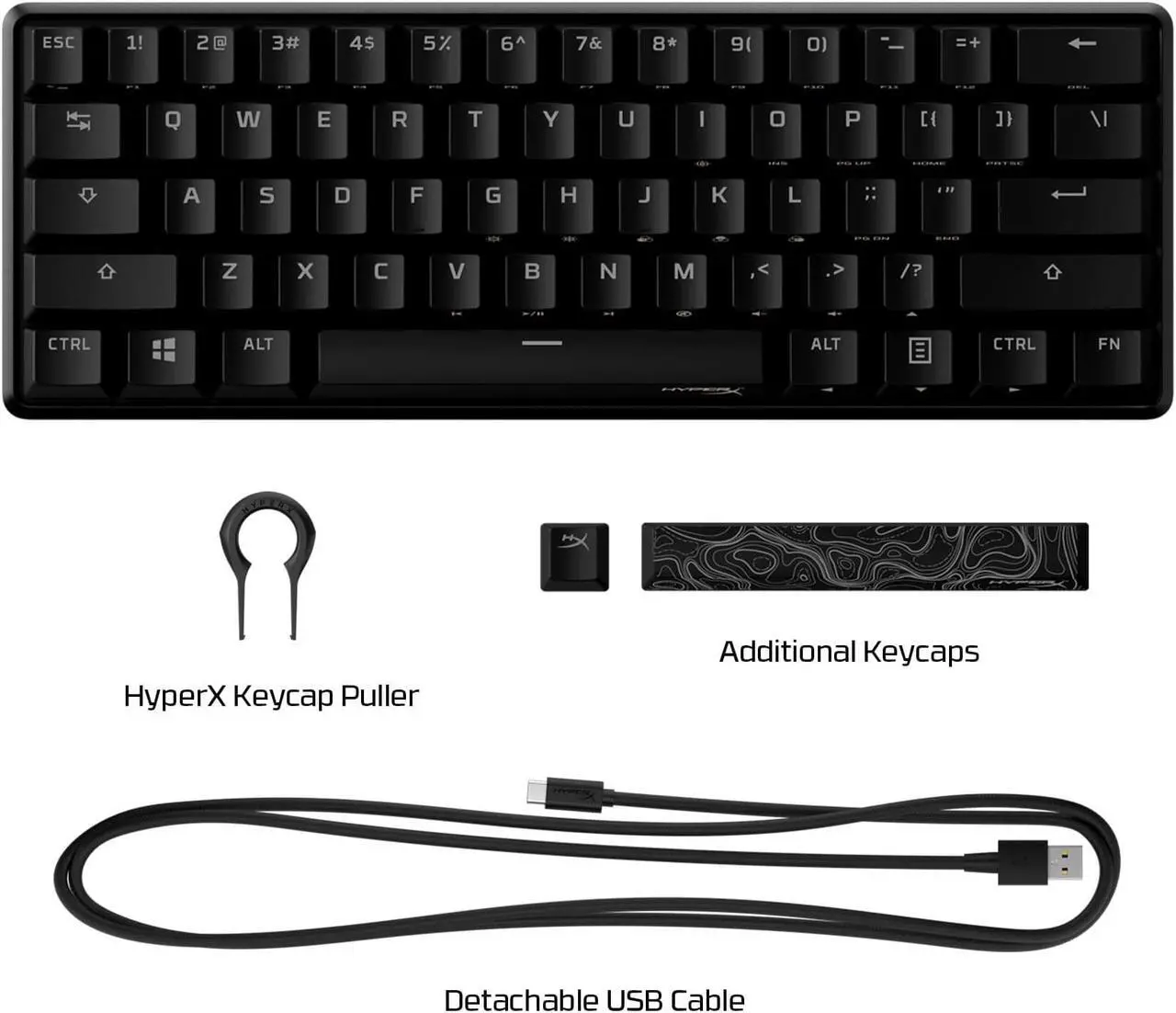 Alt view image 7 of 16 - HyperX Alloy Origins 60 RGB Mechanical Gaming Keyboard - Red Switches