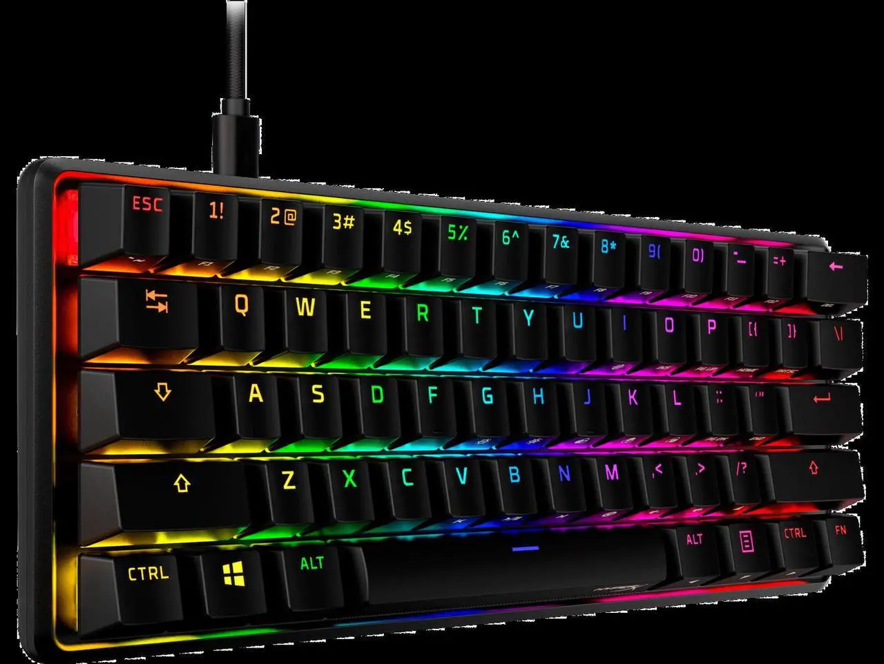 Alt view image 3 of 16 - HyperX Alloy Origins 60 RGB Mechanical Gaming Keyboard - Red Switches