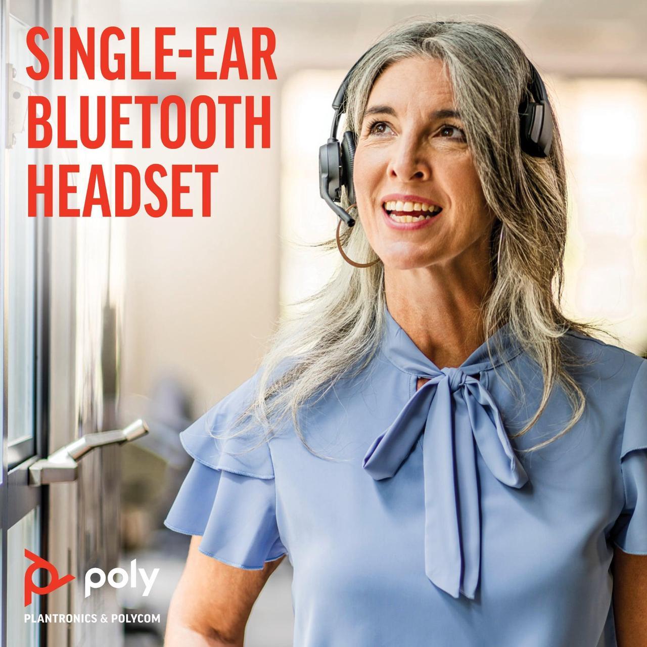 Alt view image 10 of 13 - Poly Voyager 4300 UC 4310-M Headset (Plantronics)- Mono - USB Type C - Wired/Wireless - Bluetooth - 164 ft - 20 Hz - 20 kHz - Over-the-head - Monaural - Ear-cup - 4.92 ft Cable - Noise Cancelling