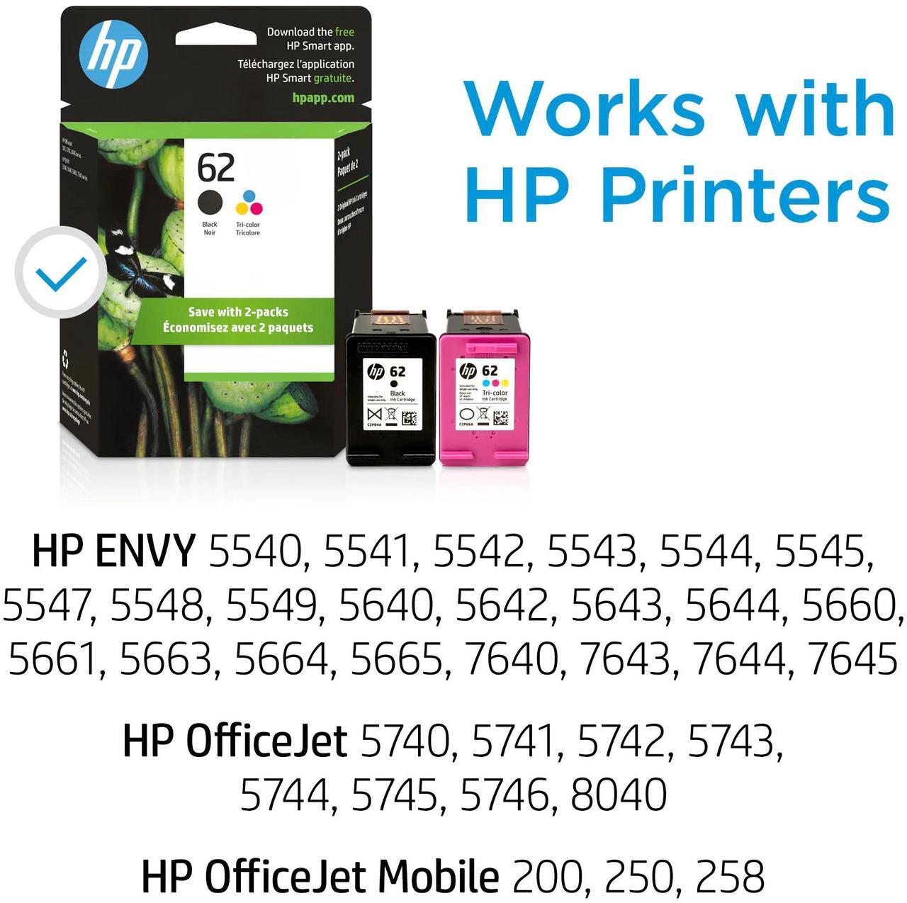 Alt view image 16 of 17 - HP 62 Ink Cartridge - Combo Pack - Black/Cyan/Magenta/Yellow