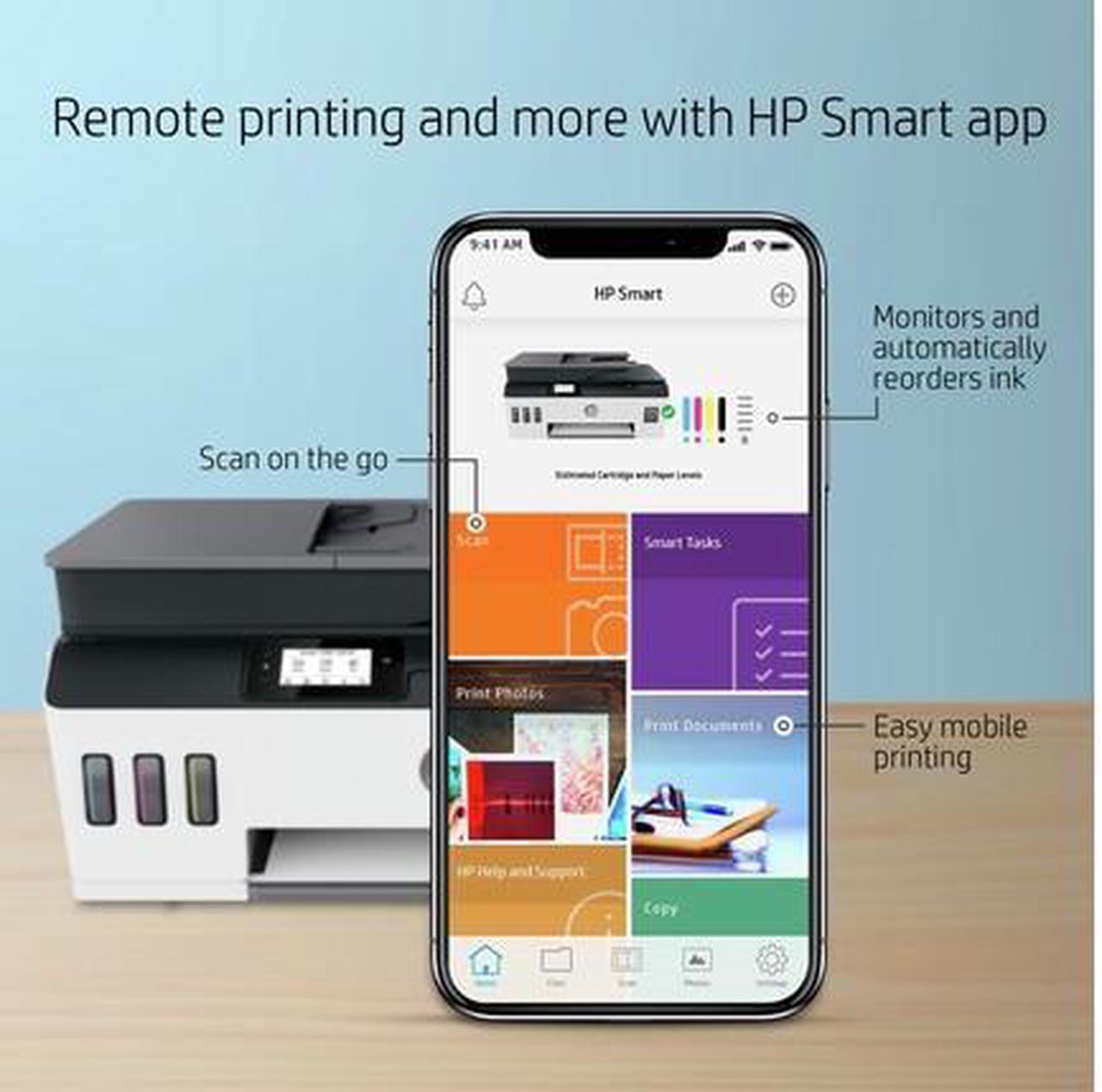 Alt view image 7 of 14 - HP Smart Tank Plus 651 Wireless All-in-One InkJet Printer, Color Mobile Print,