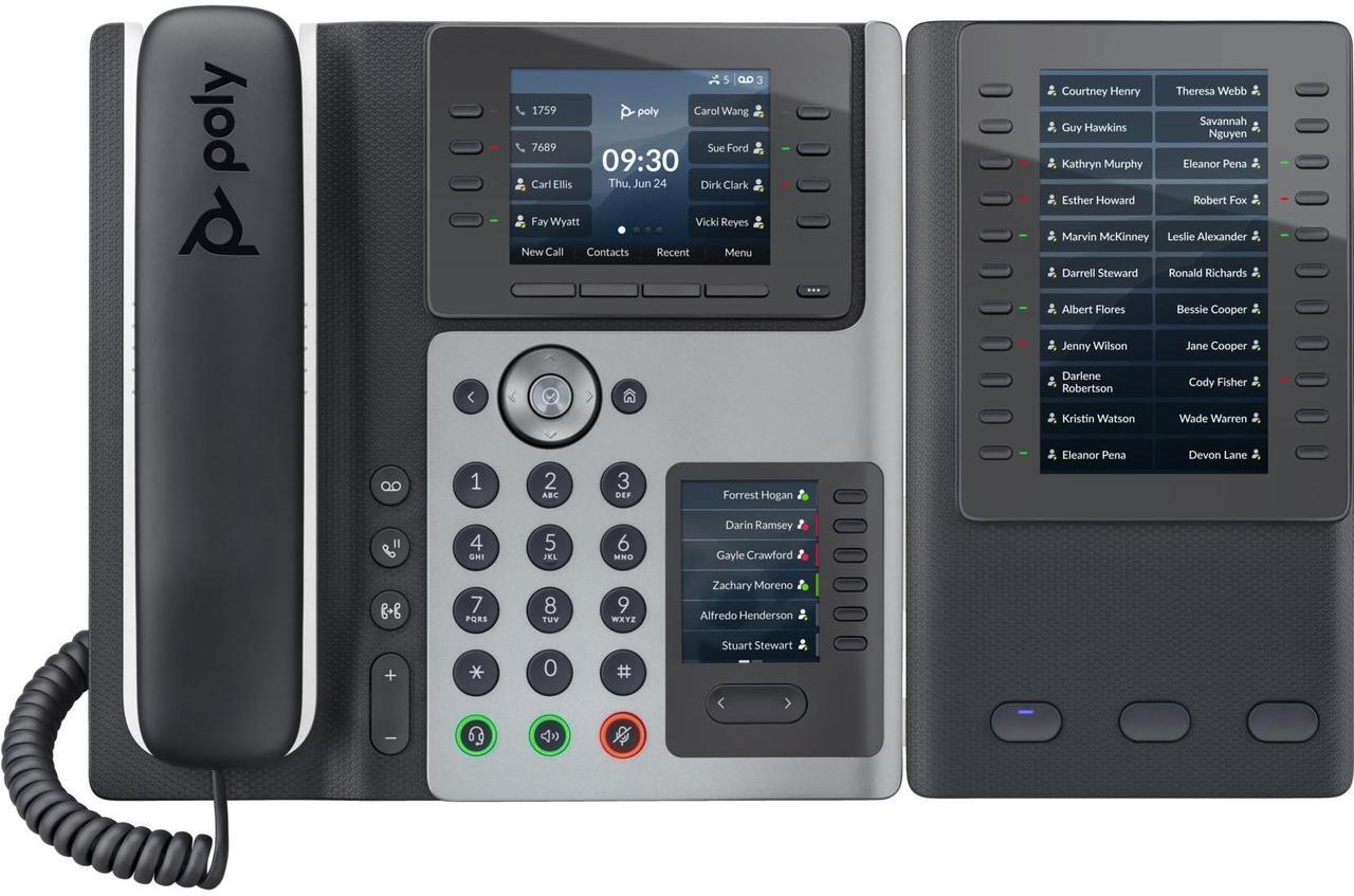 Alt view image 13 of 16 - HP Poly Edge IP Phone Corded Corded Desktop 14x Total Line VoIP 2x Network RJ-45 PoE Ports Model 82M93AA