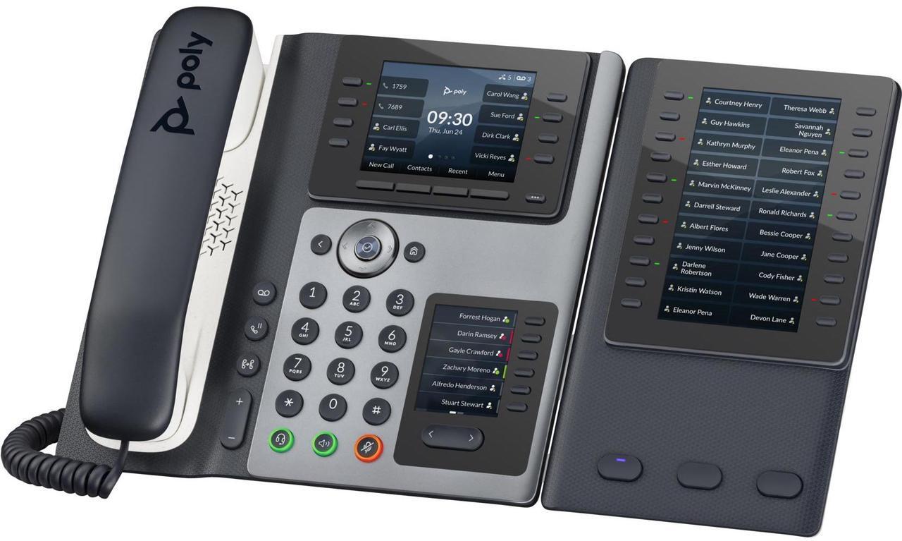 Alt view image 14 of 16 - HP Poly Edge IP Phone Corded Corded Desktop 14x Total Line VoIP 2x Network RJ-45 PoE Ports Model 82M93AA