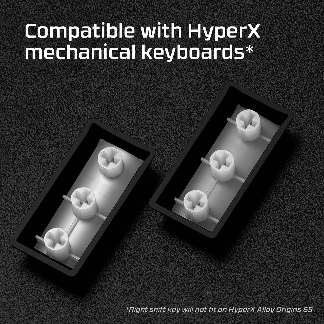 Alt view image 11 of 11 - HyperX PBT Keycaps  Full Key Set, Double Shot PBT Material, English (US) Layout, 104 Keys  Black