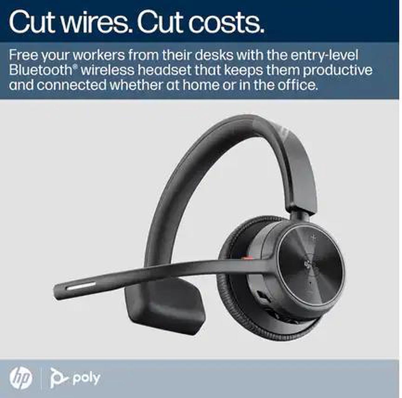 Alt view image 13 of 13 - Poly Voyager 4300 UC 4310-M Headset (Plantronics)- Mono - USB Type C - Wired/Wireless - Bluetooth - 164 ft - 20 Hz - 20 kHz - Over-the-head - Monaural - Ear-cup - 4.92 ft Cable - Noise Cancelling