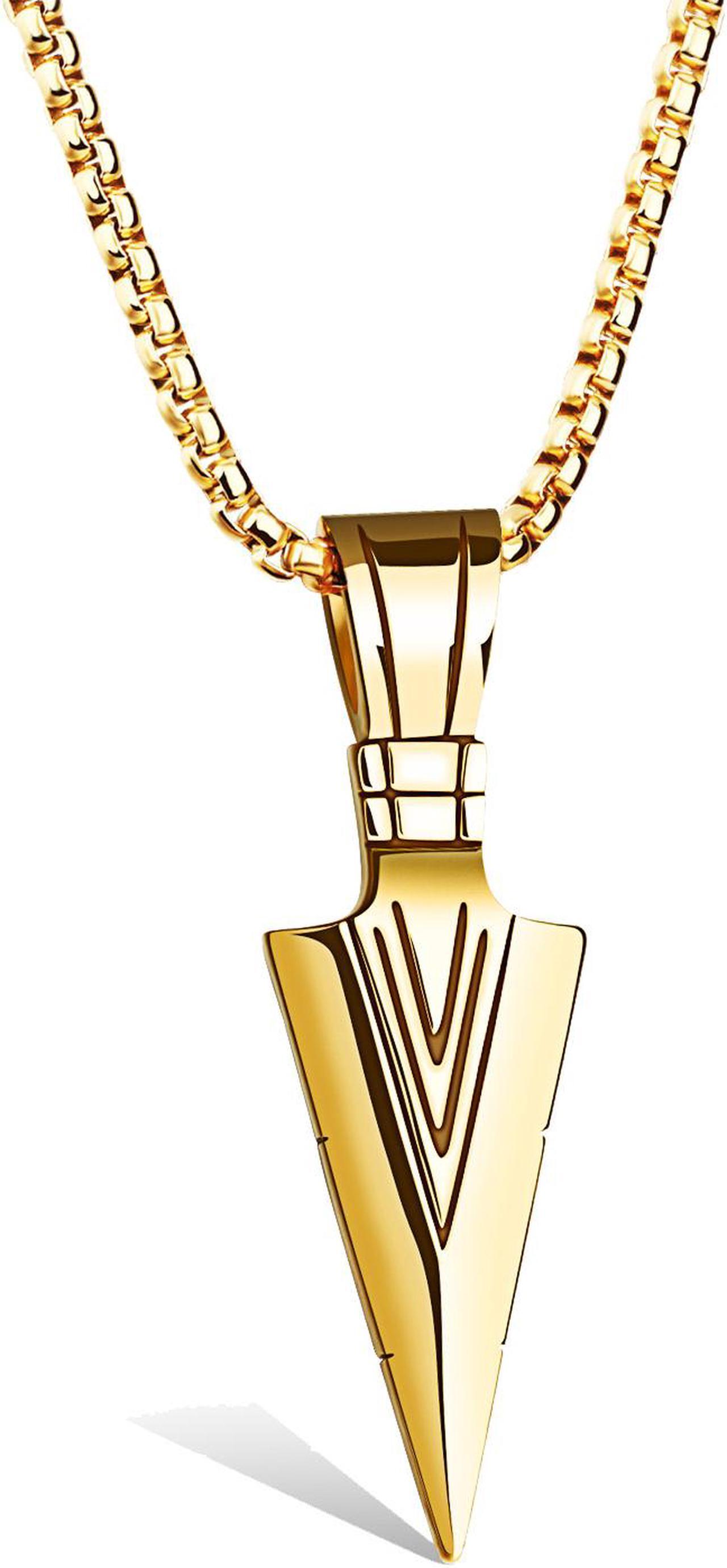 Main image of Vintage Stainless Steel Pendant for Mens Boys Cool Norse Viking Necklace,Gold Plated