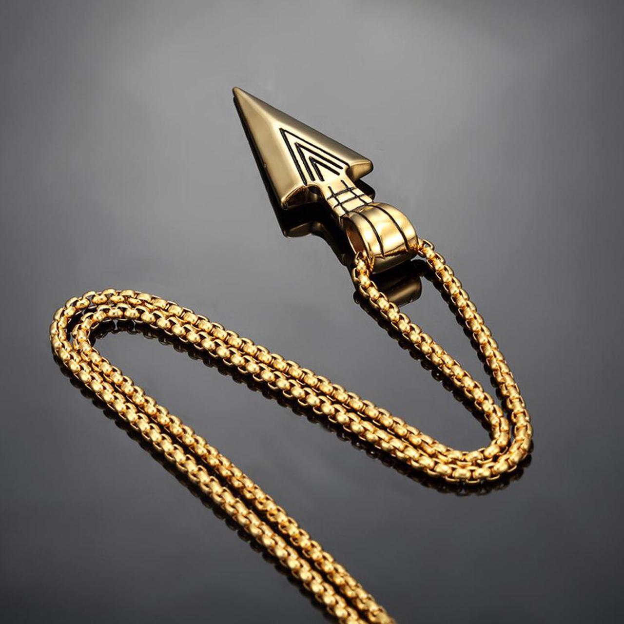 Alt view image 3 of 4 - Vintage Stainless Steel Pendant for Mens Boys Cool Norse Viking Necklace,Gold Plated
