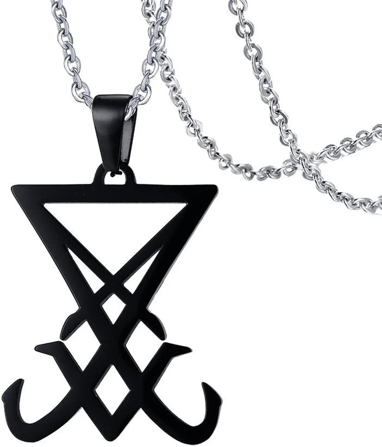 Main image of Stainless Steel Goth Gothic Witch Seal of Lucifer Sigil of Lucifer Satan Satanic Symbol Pendant Necklace