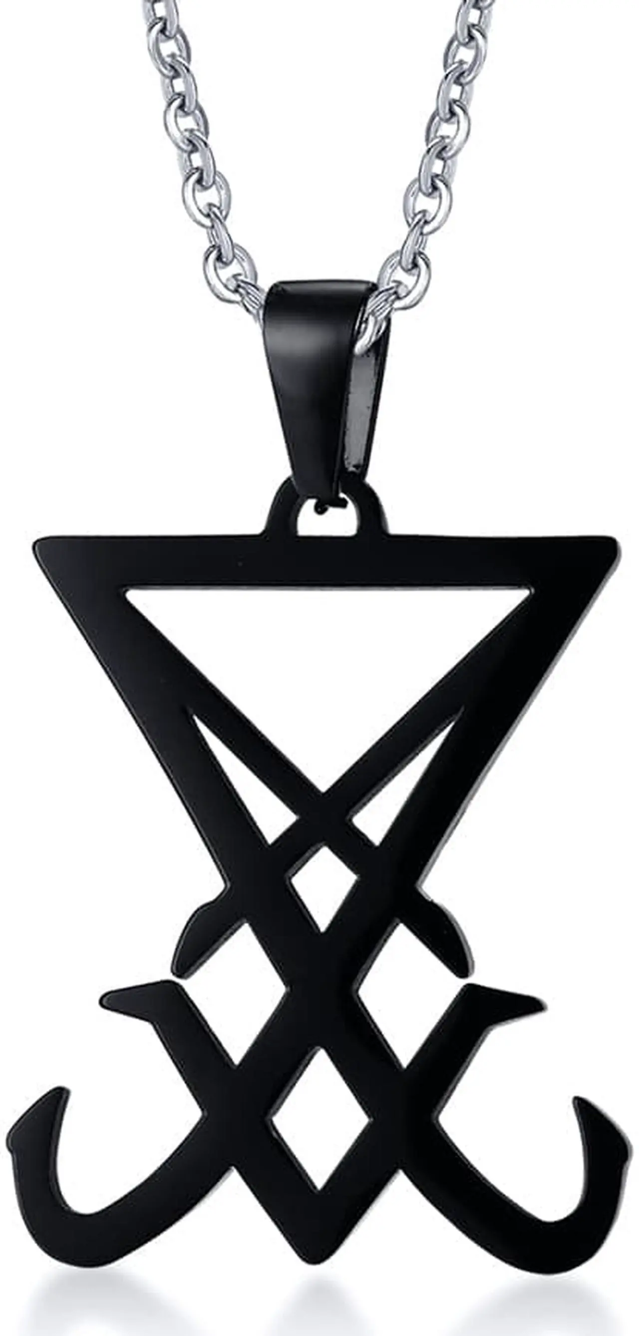 Alt view image 2 of 6 - Stainless Steel Goth Gothic Witch Seal of Lucifer Sigil of Lucifer Satan Satanic Symbol Pendant Necklace