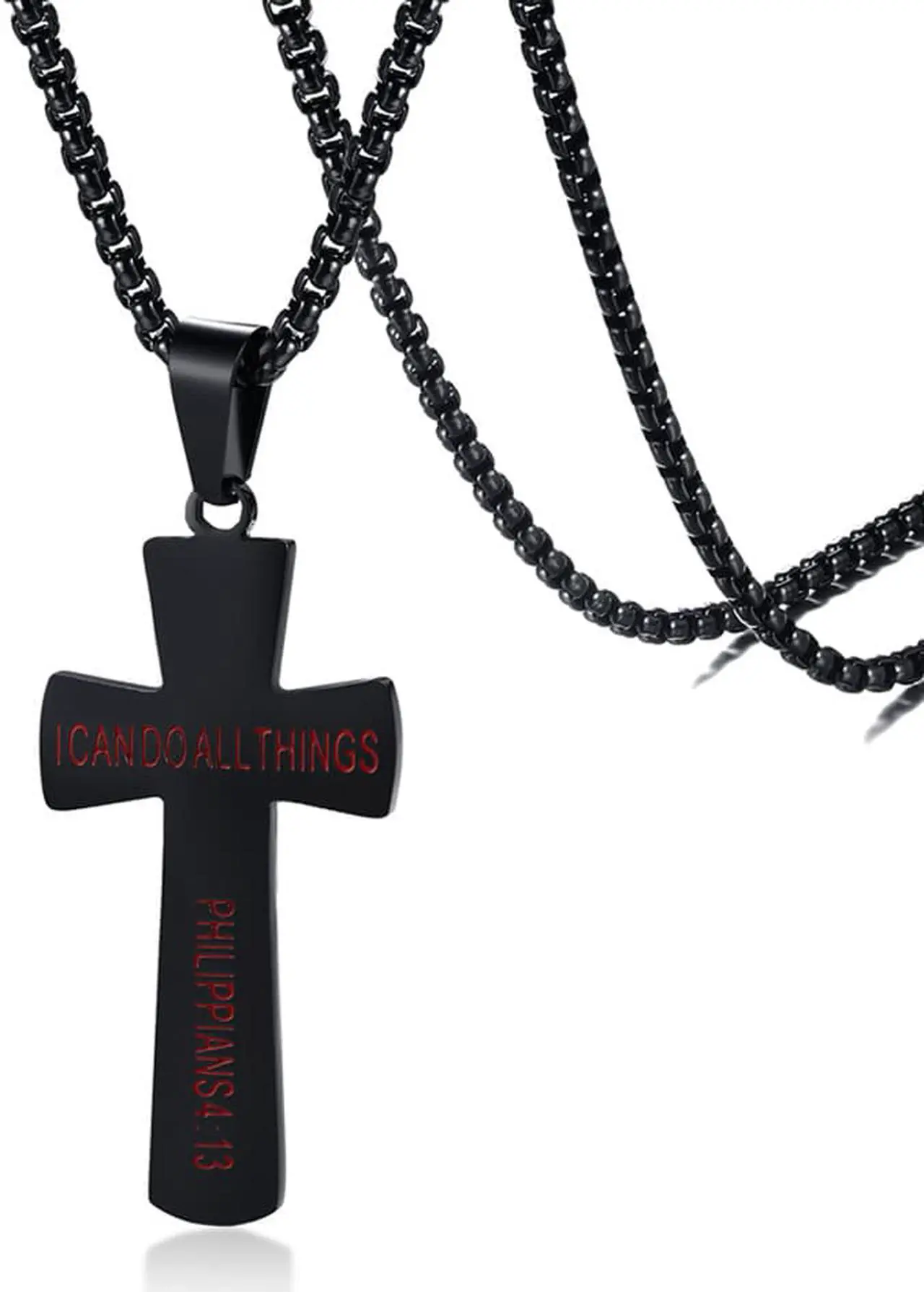 Main image of Men Baseball Cross Pendant I CAN DO ALL THINGS Strength Bible Verse Cross Necklace Sport Jewelry