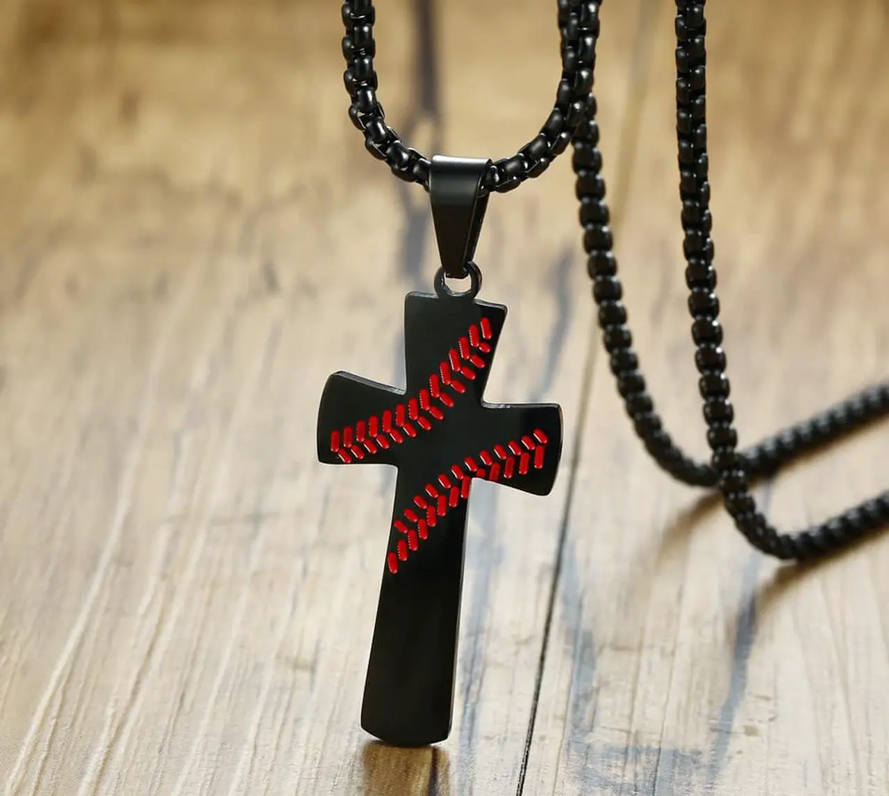 Alt view image 3 of 7 - Men Baseball Cross Pendant I CAN DO ALL THINGS Strength Bible Verse Cross Necklace Sport Jewelry