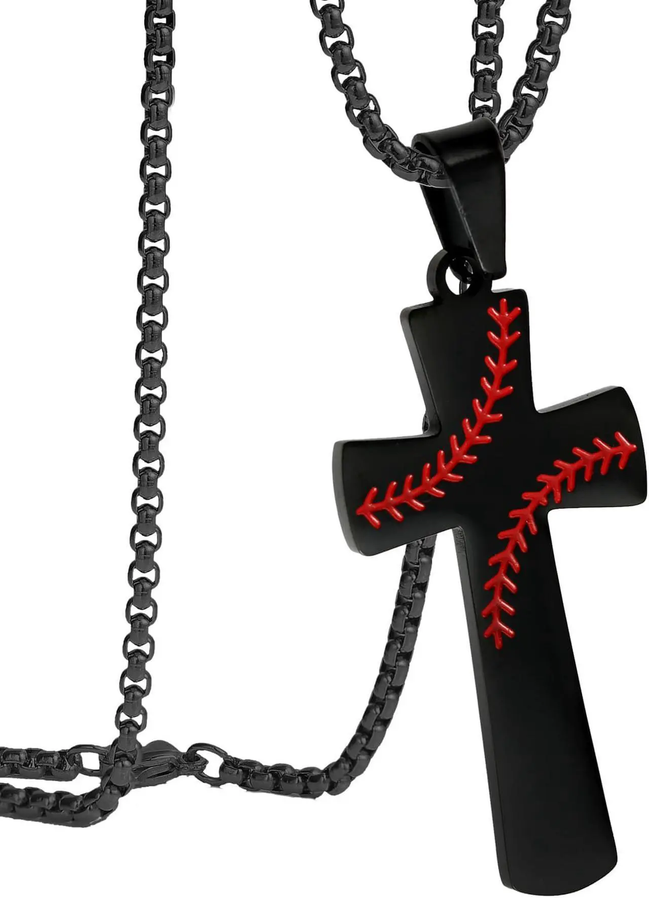 Alt view image 7 of 7 - Men Baseball Cross Pendant I CAN DO ALL THINGS Strength Bible Verse Cross Necklace Sport Jewelry