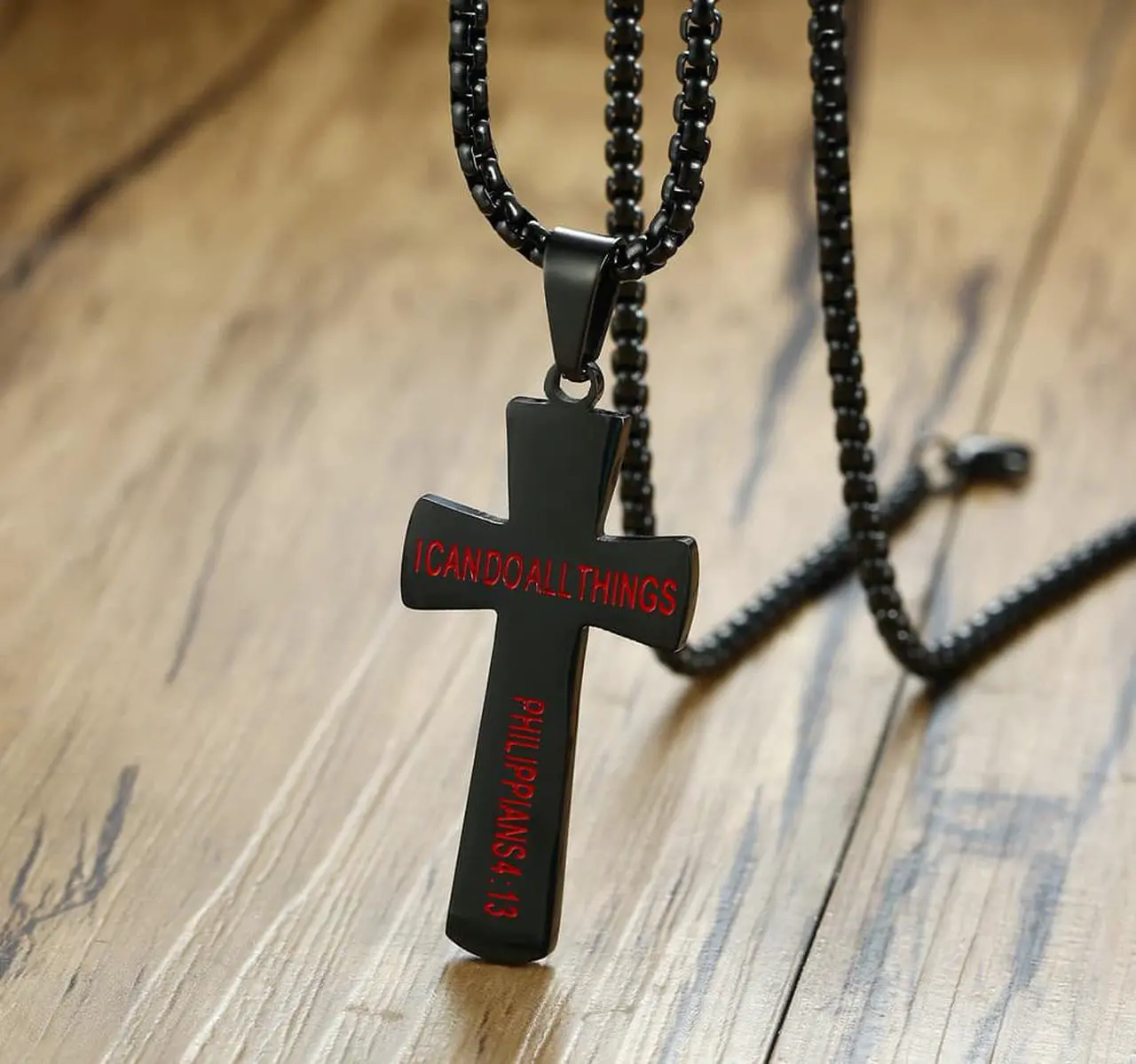 Alt view image 6 of 7 - Men Baseball Cross Pendant I CAN DO ALL THINGS Strength Bible Verse Cross Necklace Sport Jewelry