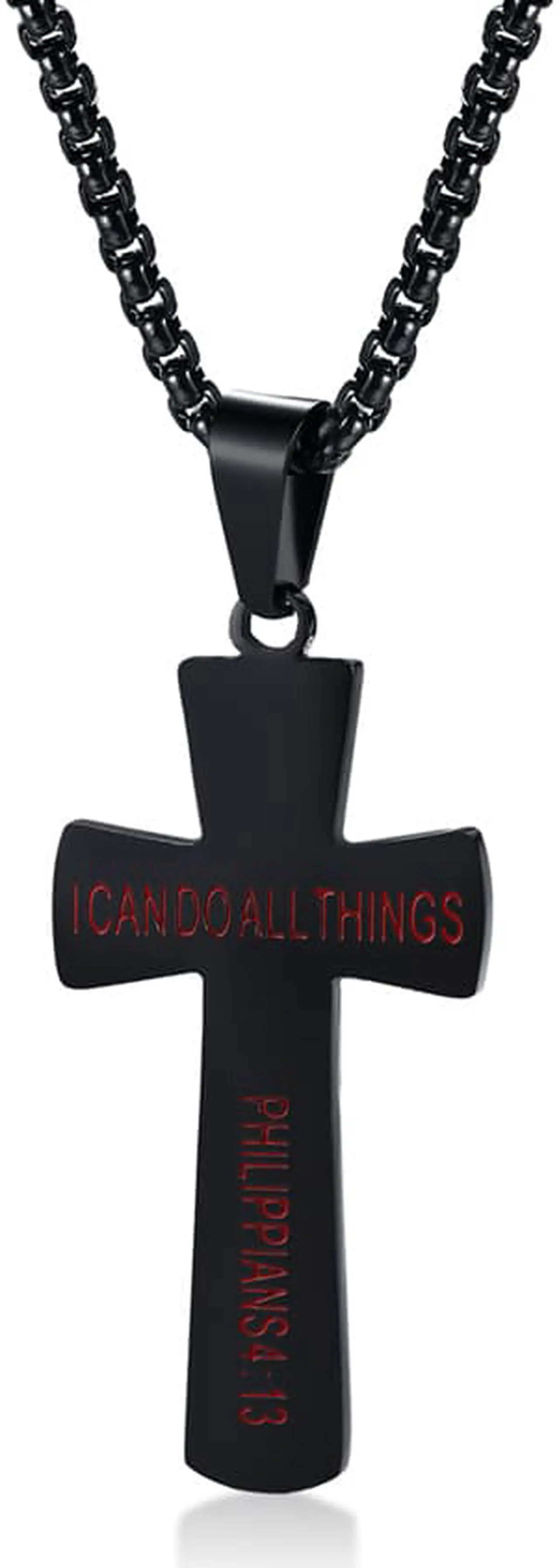 Alt view image 2 of 7 - Men Baseball Cross Pendant I CAN DO ALL THINGS Strength Bible Verse Cross Necklace Sport Jewelry