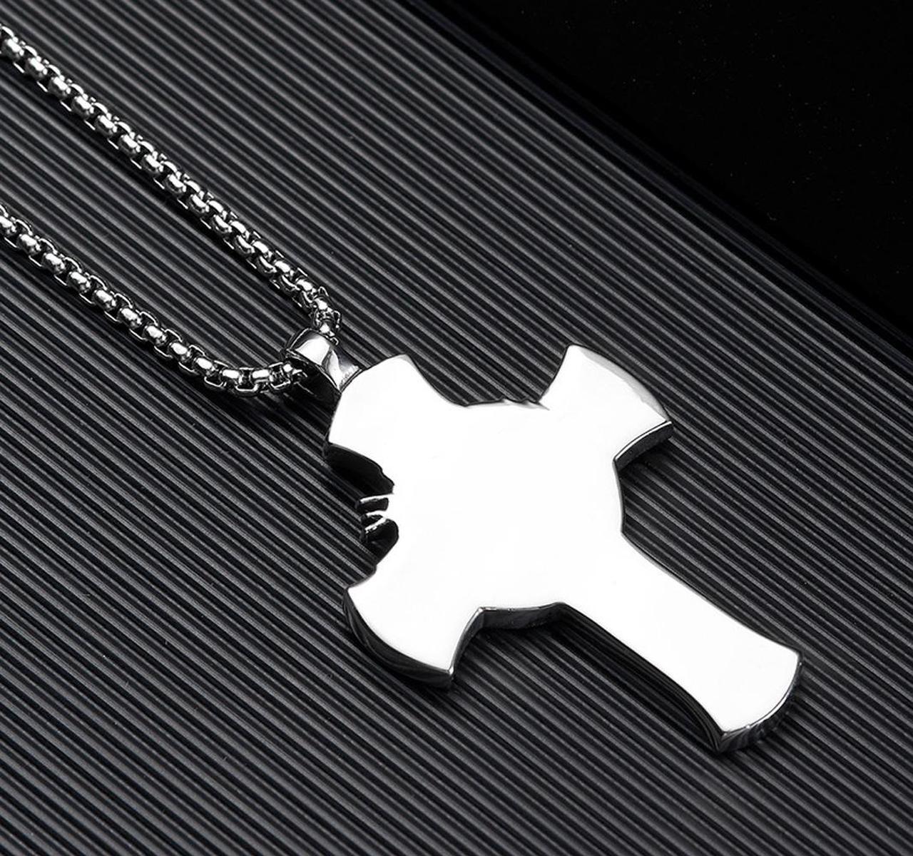 Alt view image 5 of 7 - Christian Jesus Face INRI Cross Necklace Christ Crucifix Pendant Church Baptism Jewelry