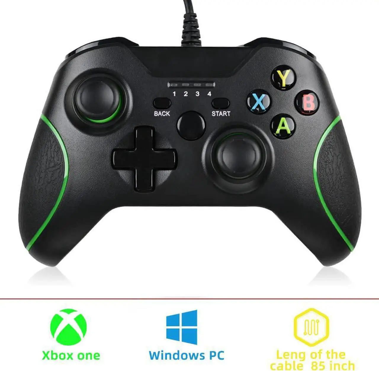 Alt view image 2 of 4 - Xbox One Wired Controller, Zamia Wired Xbox One Gaming Controller USB Gamepad Joypad Controller with Dual-Vibration for Xbox One/S/X/PC with Windows 7/8/10 (Black)