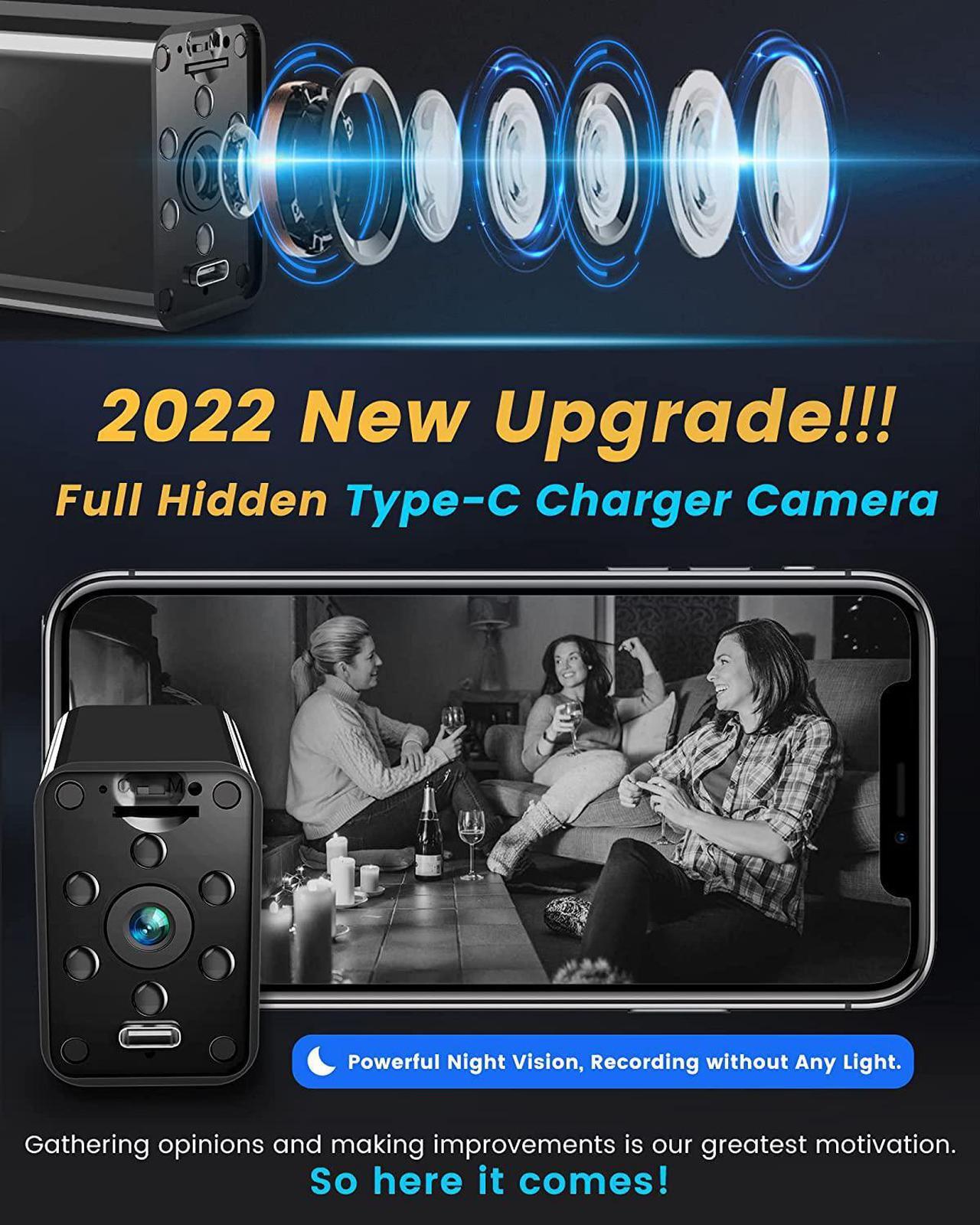 Alt view image 2 of 6 - 4K Full Hidden Camera WiFi | KINGDANS 160° Wide-Angle Spy Camera Charger with TuyaSmart APP | Night Vision Nanny Cam | Spy Cam with 3-in-1 Charging Cable | Exclusive Feature Upgrades & 2.4GHz WiFi