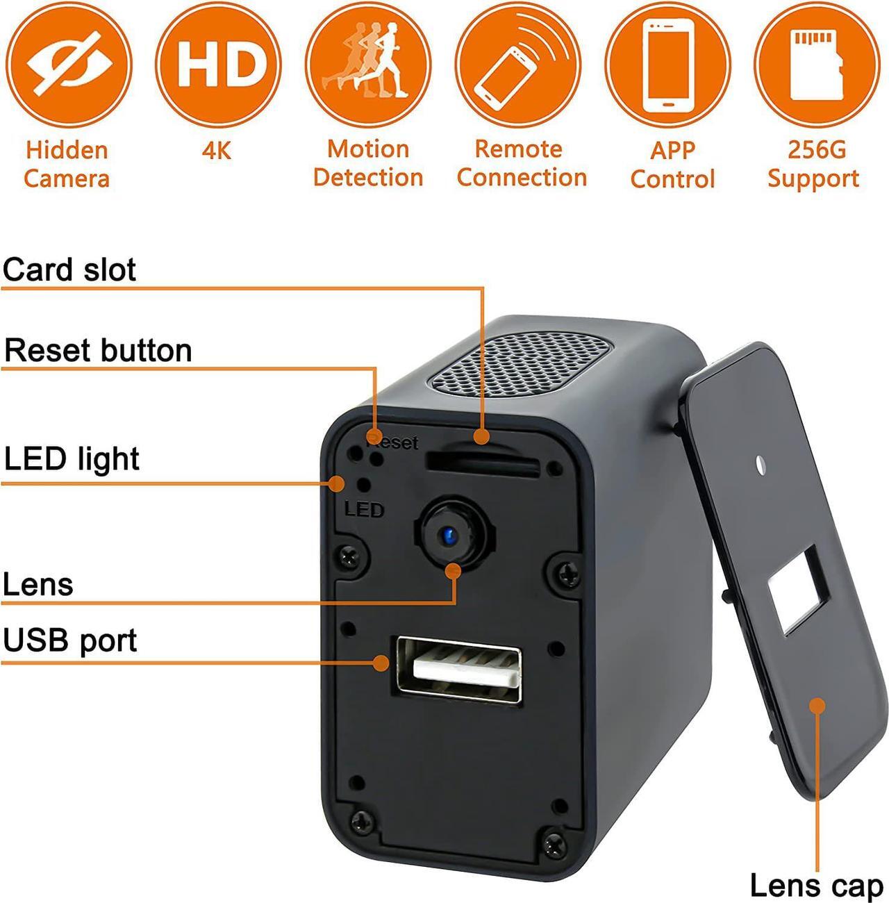 Alt view image 5 of 6 - Spy Camera Hidden Camera 4K UHD Wireless Hidden WiFi Camera with Remote View, USB Small Hidden Camera,Mini Spy Hidden Camera with Motion Detection Nanny Cam for Home Office