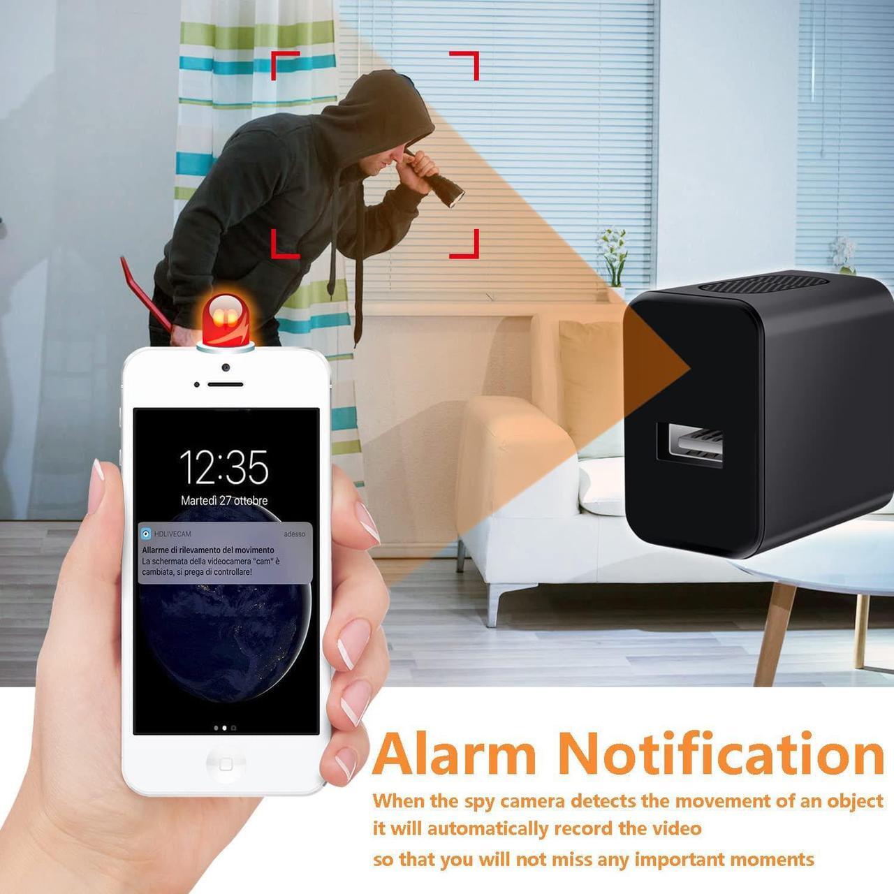 Alt view image 2 of 6 - Spy Camera Hidden Camera 4K UHD Wireless Hidden WiFi Camera with Remote View, USB Small Hidden Camera,Mini Spy Hidden Camera with Motion Detection Nanny Cam for Home Office