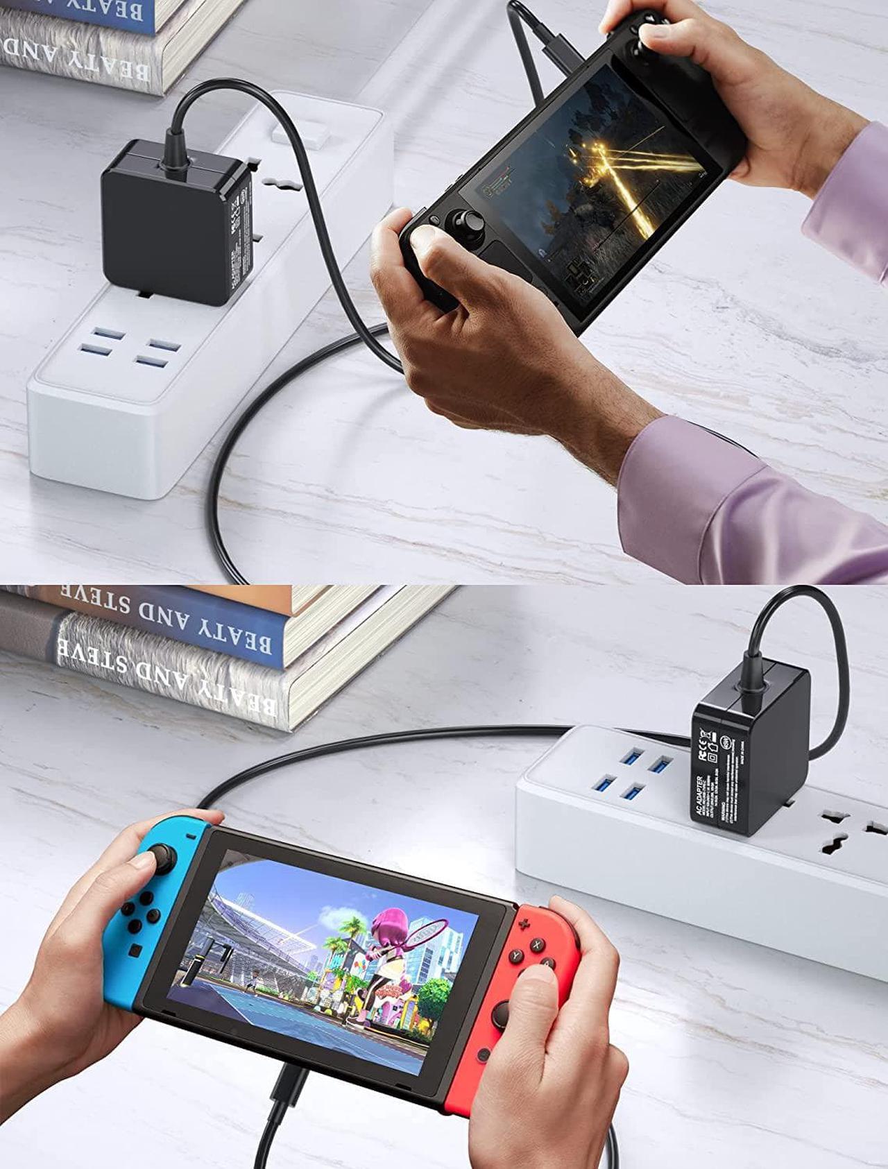 Alt view image 6 of 7 - 45W Charger for Steam Deck and Switch, AC Adapter Steam Charger Fast USB-C Steam Power Adapter for Nintendo Switch/Lite/OLED/Xbox Controller/Phone/Tablet/Laptop with 5.9FT USB Type C Cable