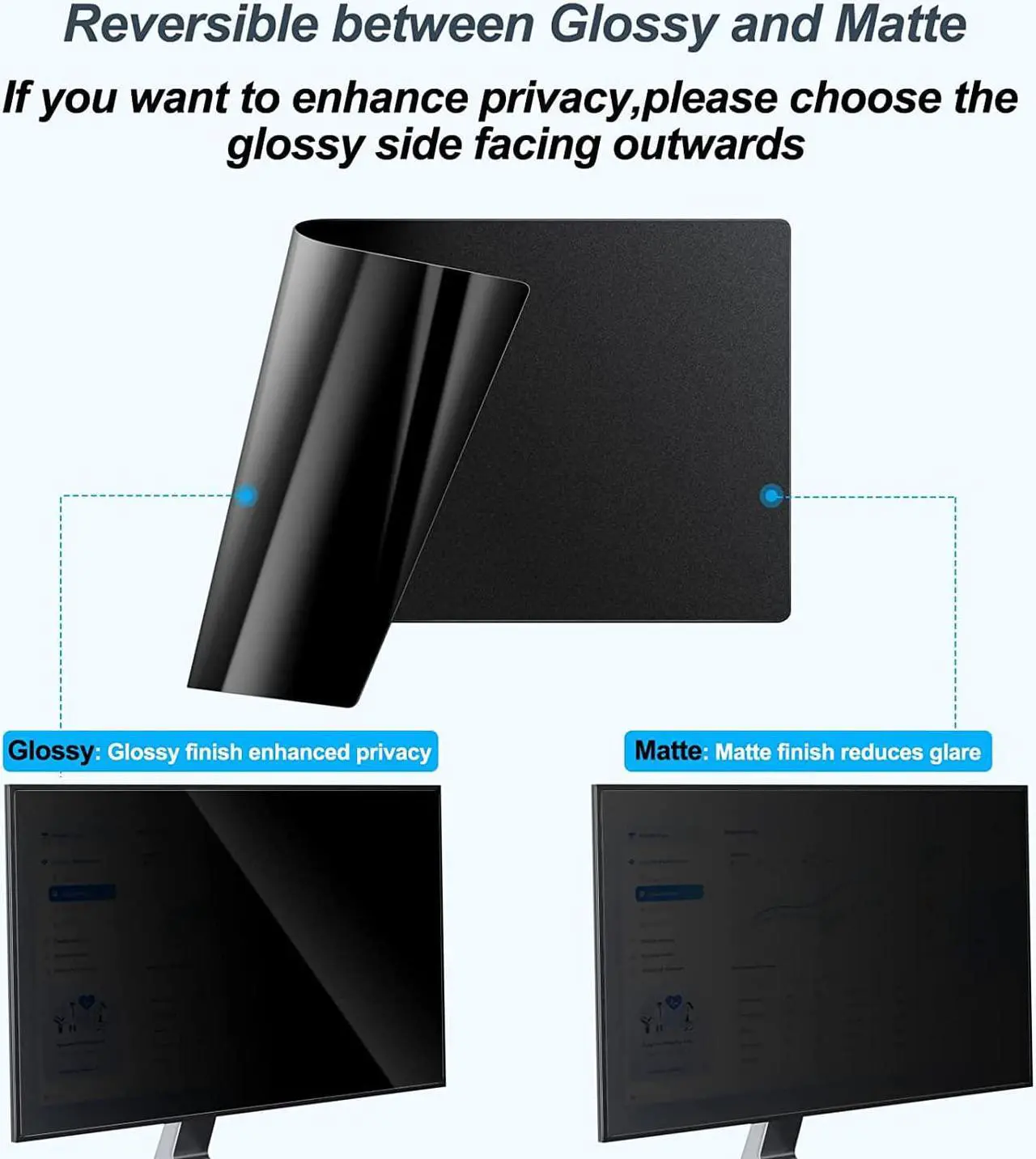 Alt view image 3 of 6 - [2-Pack] 24 Inch Privacy Screen for Monitor Computer Screen Privacy Filter for 16:9 Widescreen Monitor Desktop PC Monitor Privacy Film Monitor Privacy Shield and Anti-Glare Protector
