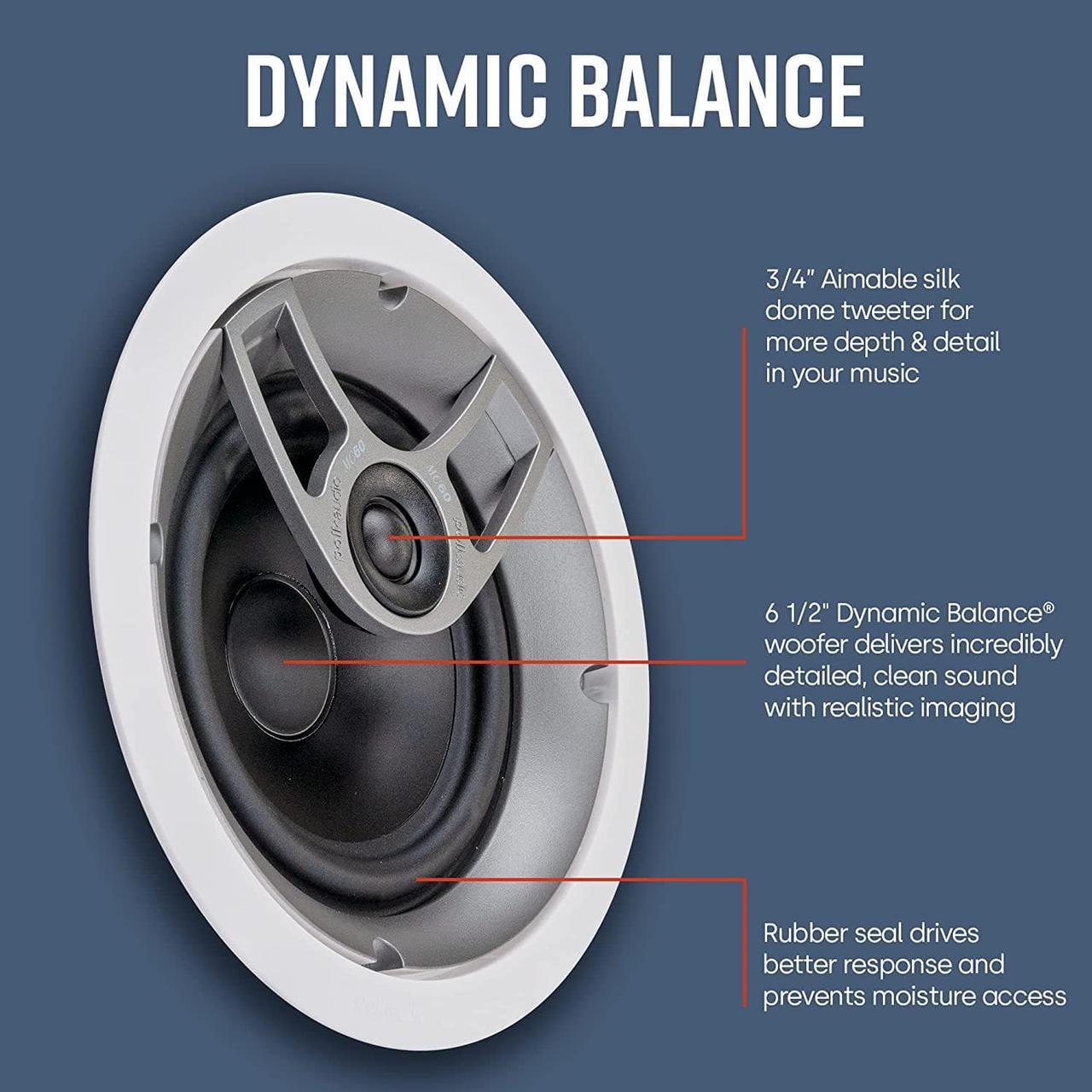 Alt view image 2 of 7 - Polk Audio MC60 2-Way In-Ceiling 6.5" Speaker (Single) | Dynamic Built-in Audio | Perfect for Humid Indoor/Enclosed Areas | Bathrooms, Kitchens, Patios (White)
