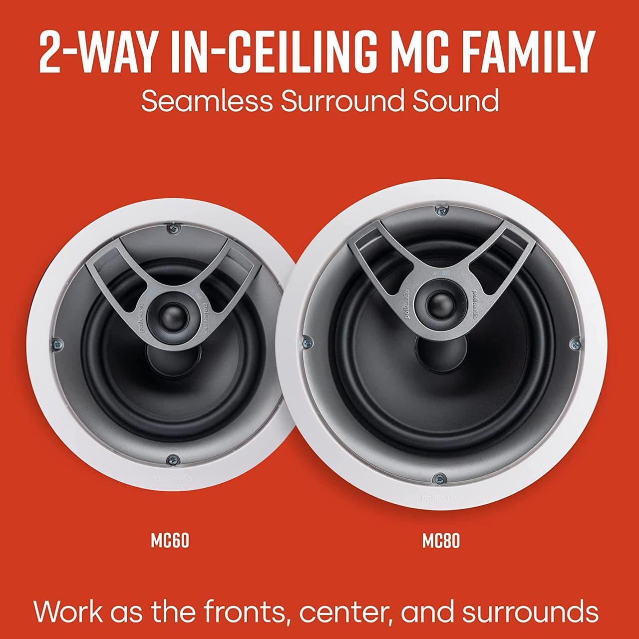 Alt view image 5 of 7 - Polk Audio MC60 2-Way In-Ceiling 6.5" Speaker (Single) | Dynamic Built-in Audio | Perfect for Humid Indoor/Enclosed Areas | Bathrooms, Kitchens, Patios (White)