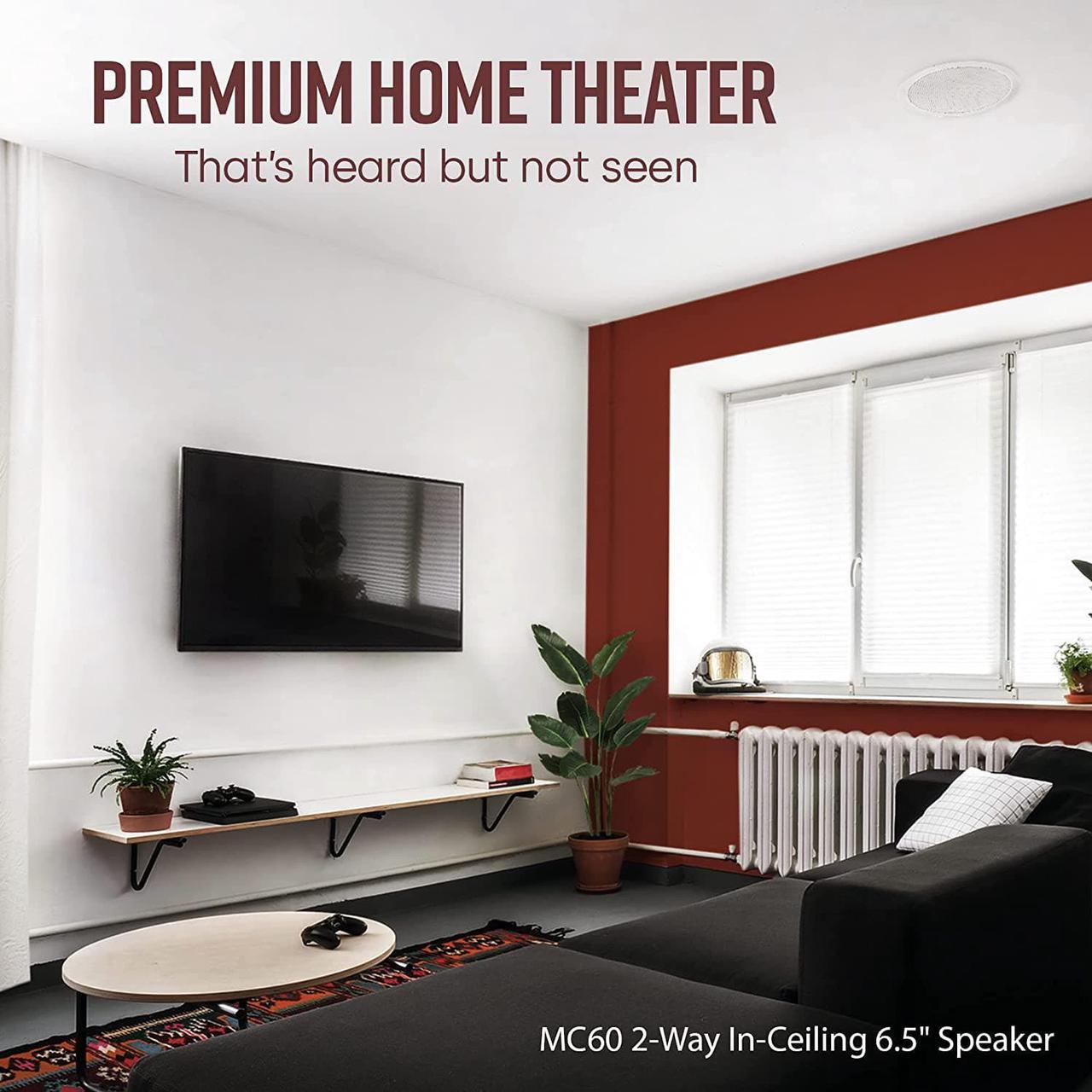 Alt view image 6 of 7 - Polk Audio MC60 2-Way In-Ceiling 6.5" Speaker (Single) | Dynamic Built-in Audio | Perfect for Humid Indoor/Enclosed Areas | Bathrooms, Kitchens, Patios (White)
