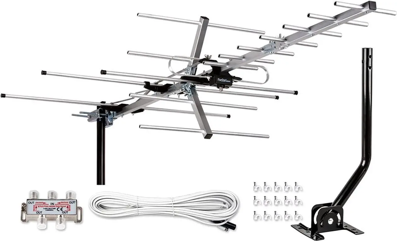 Main image of [Newest 2020] Five Star Yagi Satellite HD TV Antenna up to 200 Mile Range, Attic or Roof Mount TV Antenna, Long Range Digital OTA Antenna for 4K 1080P Supports 4 TVs Installation Kit & Mounting Pole