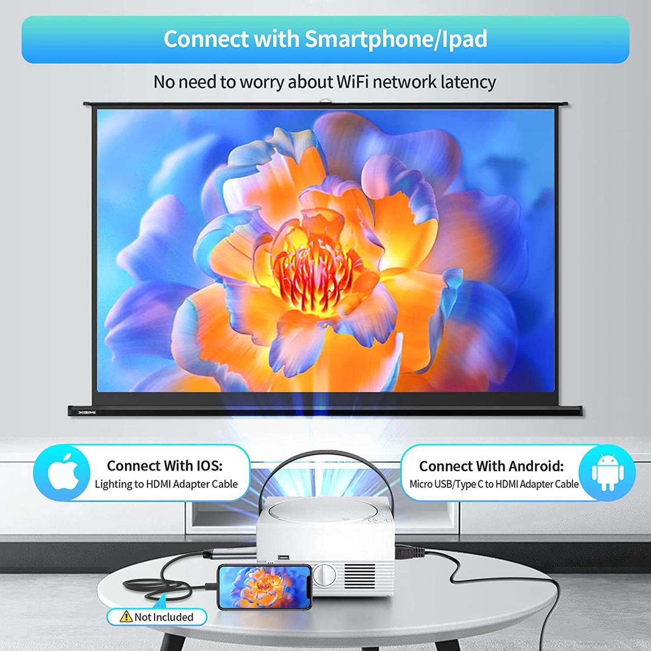 Alt view image 4 of 7 - Mini Projector Built in DVD Player, FELEMAN 1080P HD Portable Bluetooth Projector with HiFi Speaker, 8500L Home Theater Movie Projector Compatible with HDMI/TV Stick/AV/USB/Smartphone