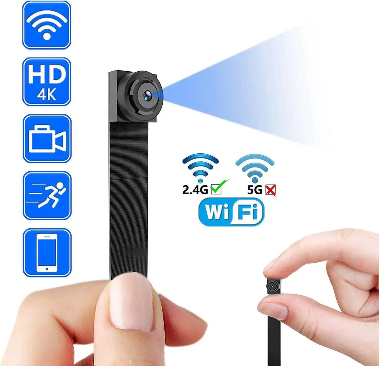 Alt view image 2 of 7 - Spy Camera, 4K HD WiFi Hidden Camera, DIY Tiny Wireless Spy Cam, Mini Camera for Home Surveillance Security Cameras with Motion Detection for Indoor Outdoor(2.4GHZ Only, No Night Vision)