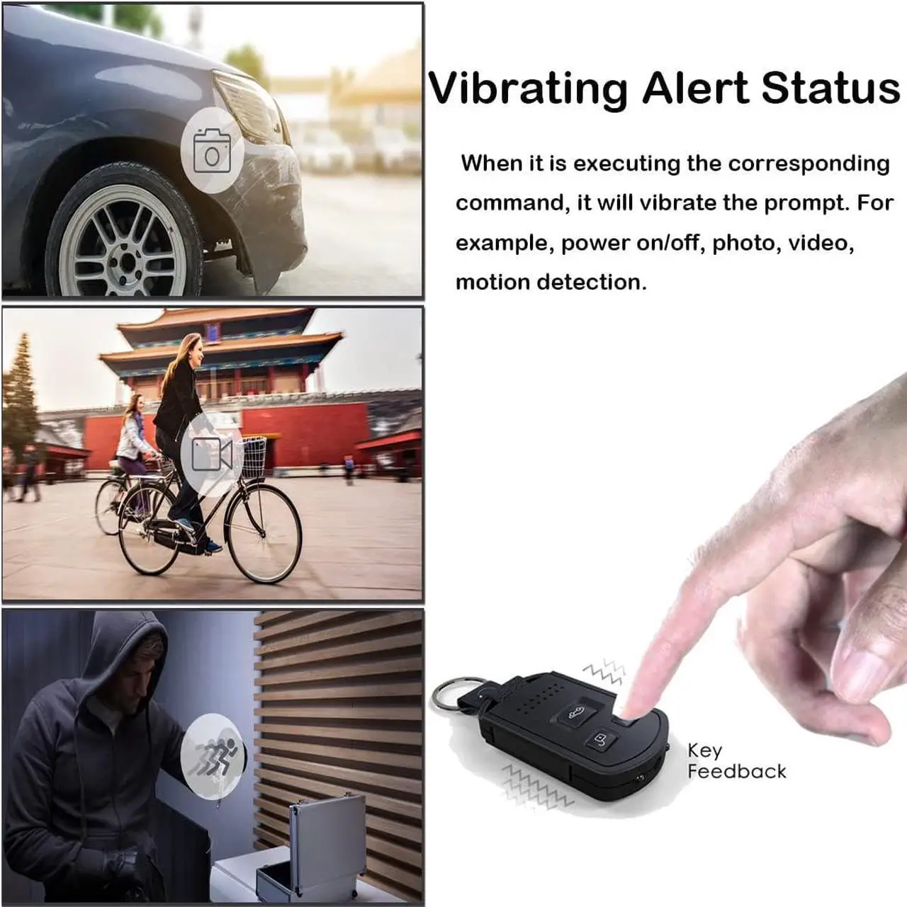 Alt view image 6 of 7 - Spy Camera Hidden Camera HD 1080P Indoor Home Security Mini Spy Camera Car Keychain Portable Video Recording Nanny Cam with Night Vision Motion Detection Gravity Sensor for Home Office Outdoor
